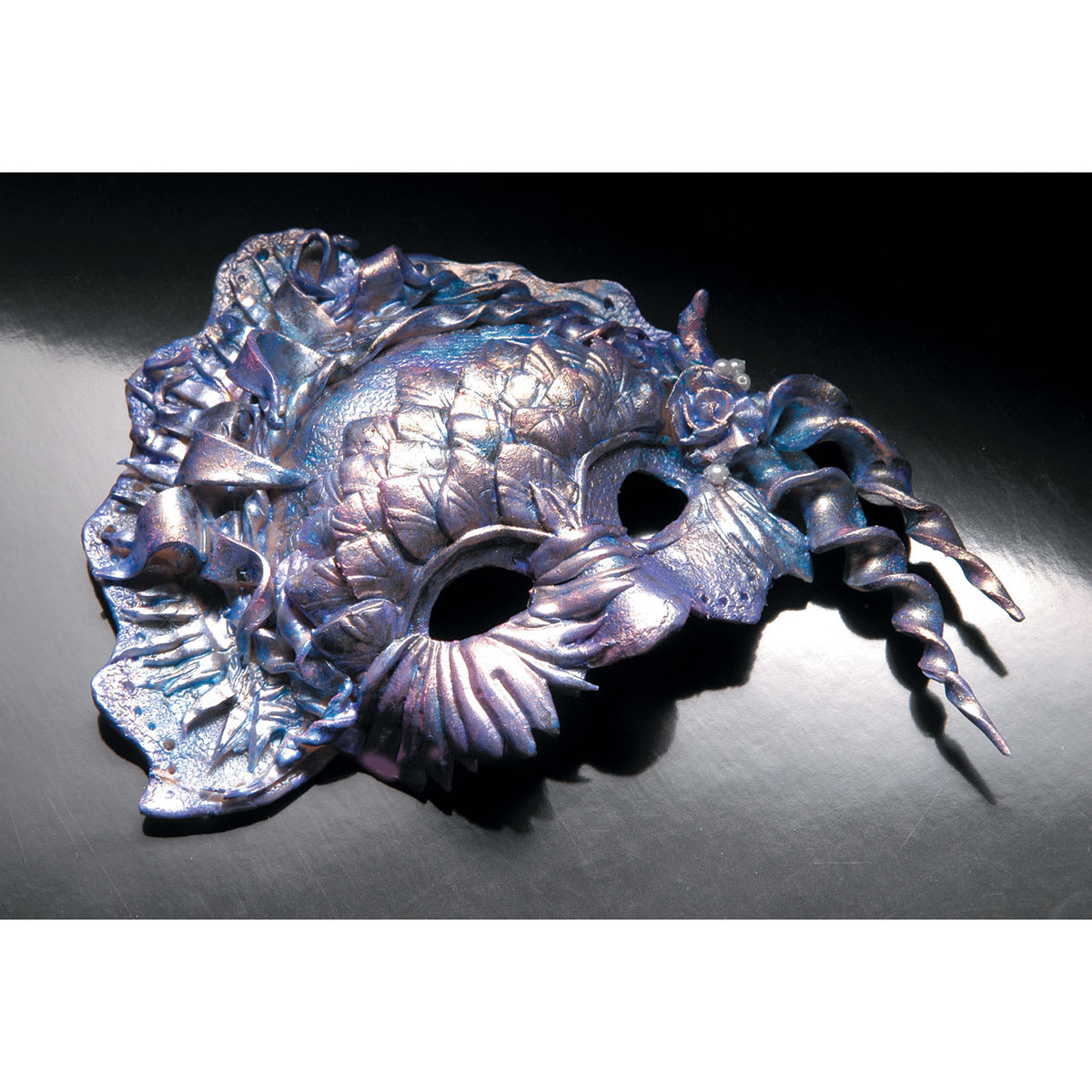 Finished Half Mask painted with Jacquard Pearl-Ex Pigments