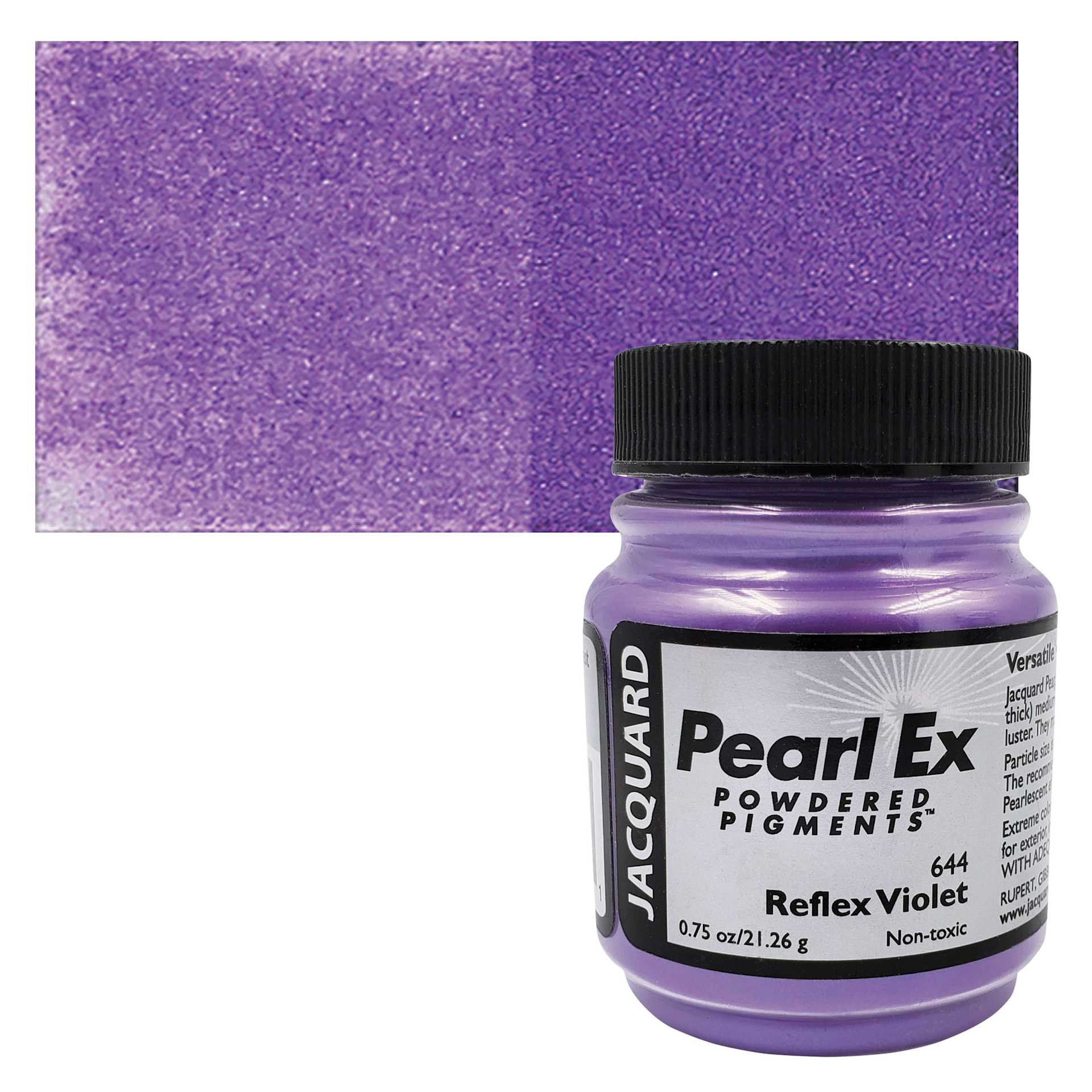 Jacquard Pearl-Ex Pigment - 0.75 oz, Reflex Violet jar and swatch