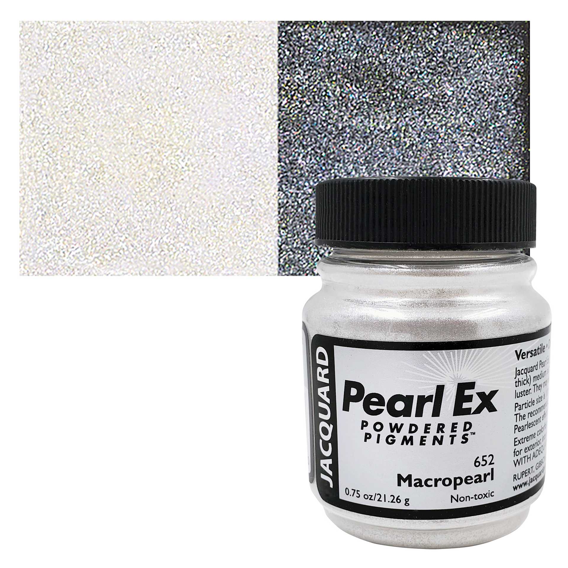 Jacquard Pearl-Ex Pigment - 0.75 oz, Macropearl jar and swatch
