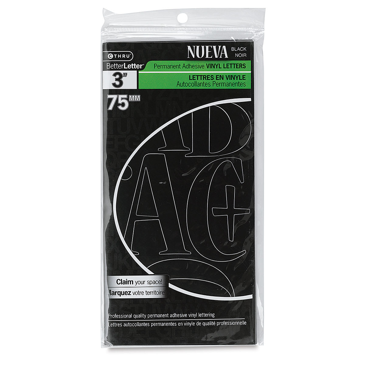 Westcott BetterLetter Self-Adhesive Vinyl Letters – 3” Permanent Letters, Nueva, Black