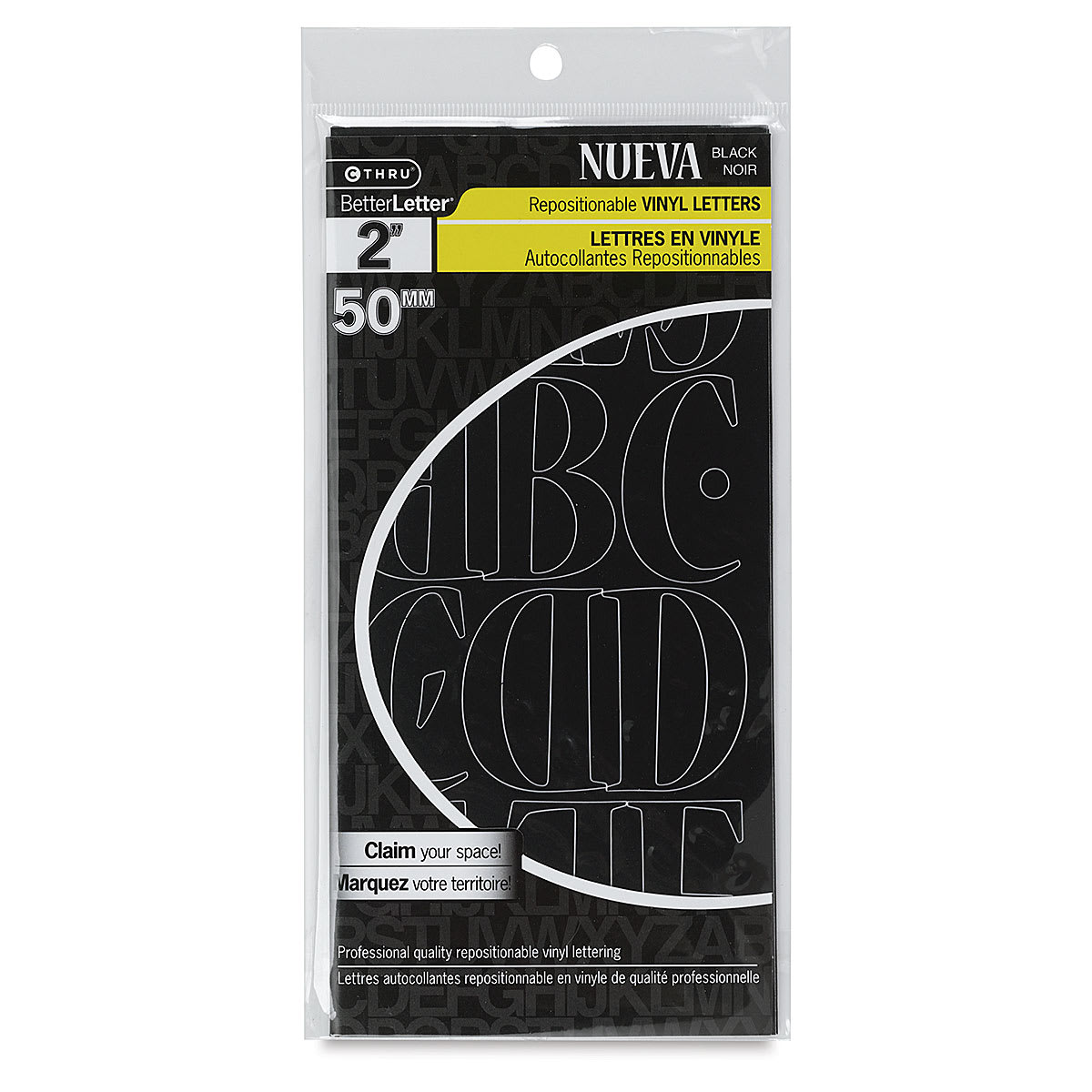 Westcott BetterLetter Self-Adhesive Vinyl Letters – 2” Repositionable Letters, Nueva, Black