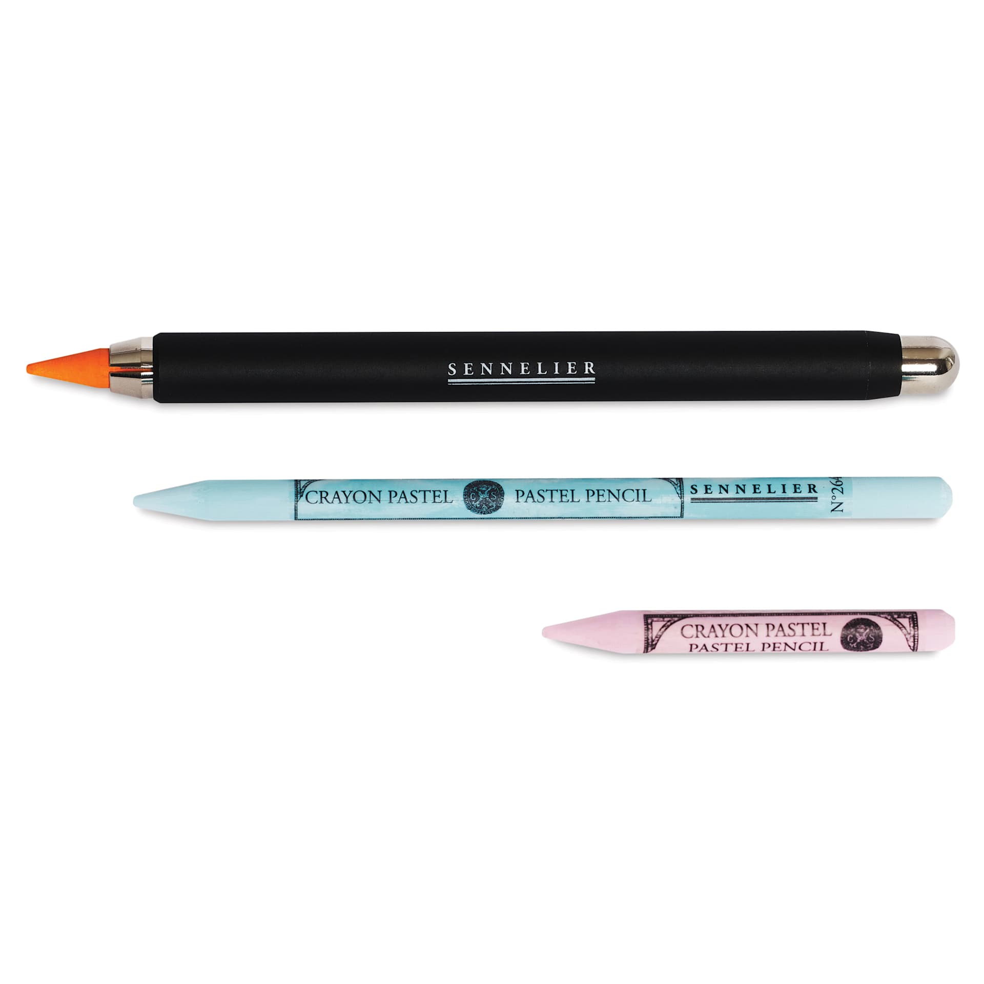 Sennelier Metal Pastel Pencil Holder with pastel pencils of differing length