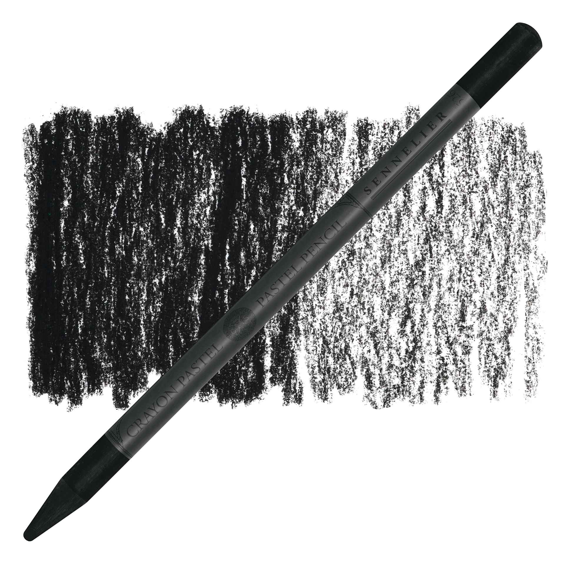 Sennelier Woodless Pastel Pencil - Lamp Black, pencil and swatch