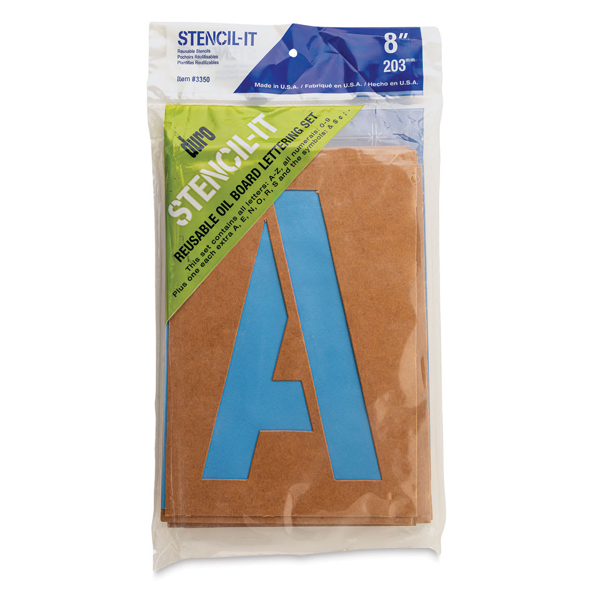 Oil Board Lettering Stencils - 8" Set - front of packaging