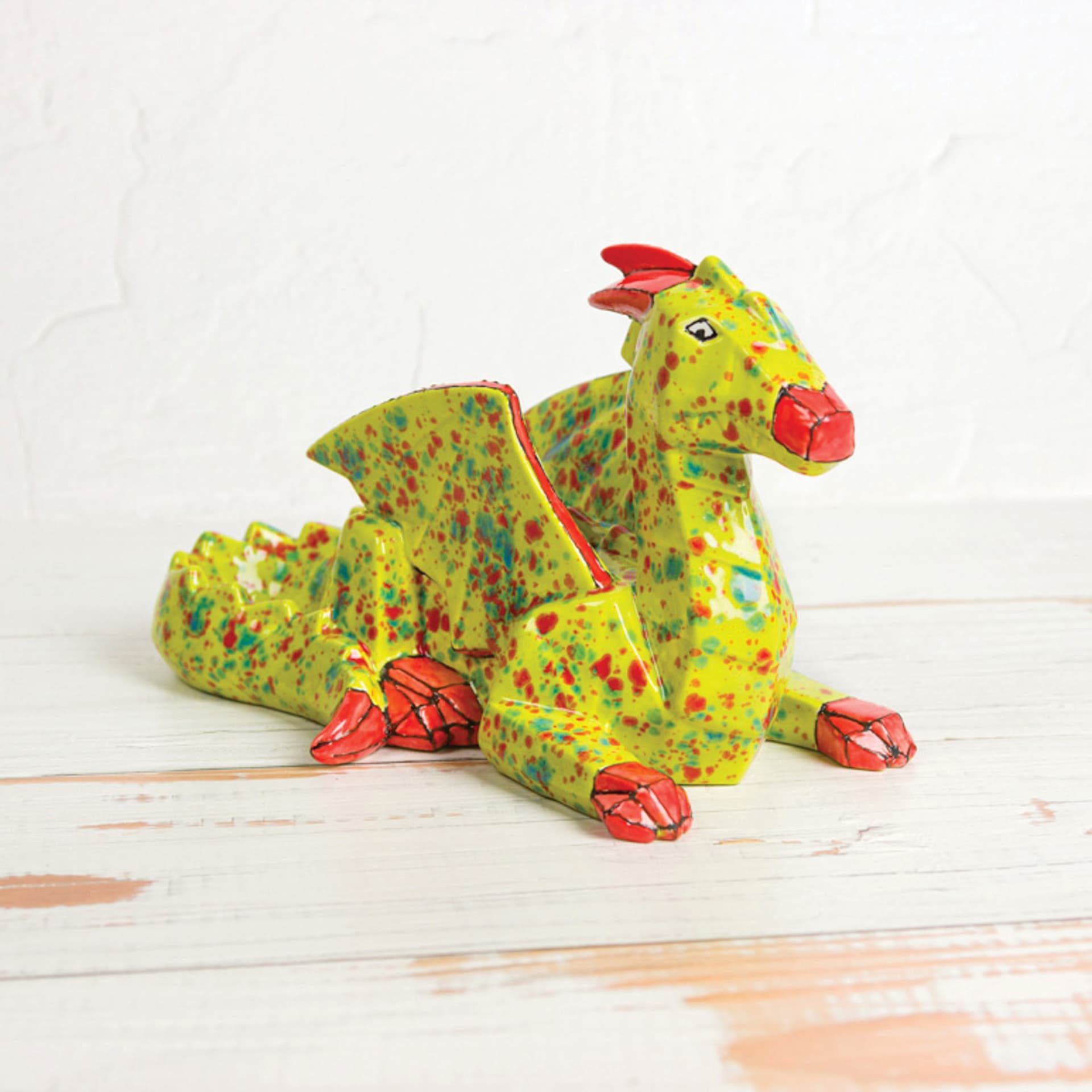 Mayco Jungle Gems Crystal Glaze - Cherry Limeade - finished dragon statue