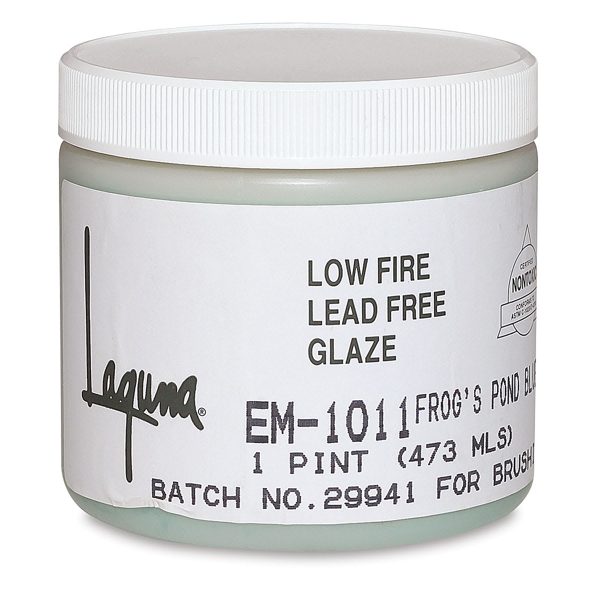 Laguna Lead-Free Gloss Glazes - Front of 1 pint Jar of Frog's Pond Blue Glaze