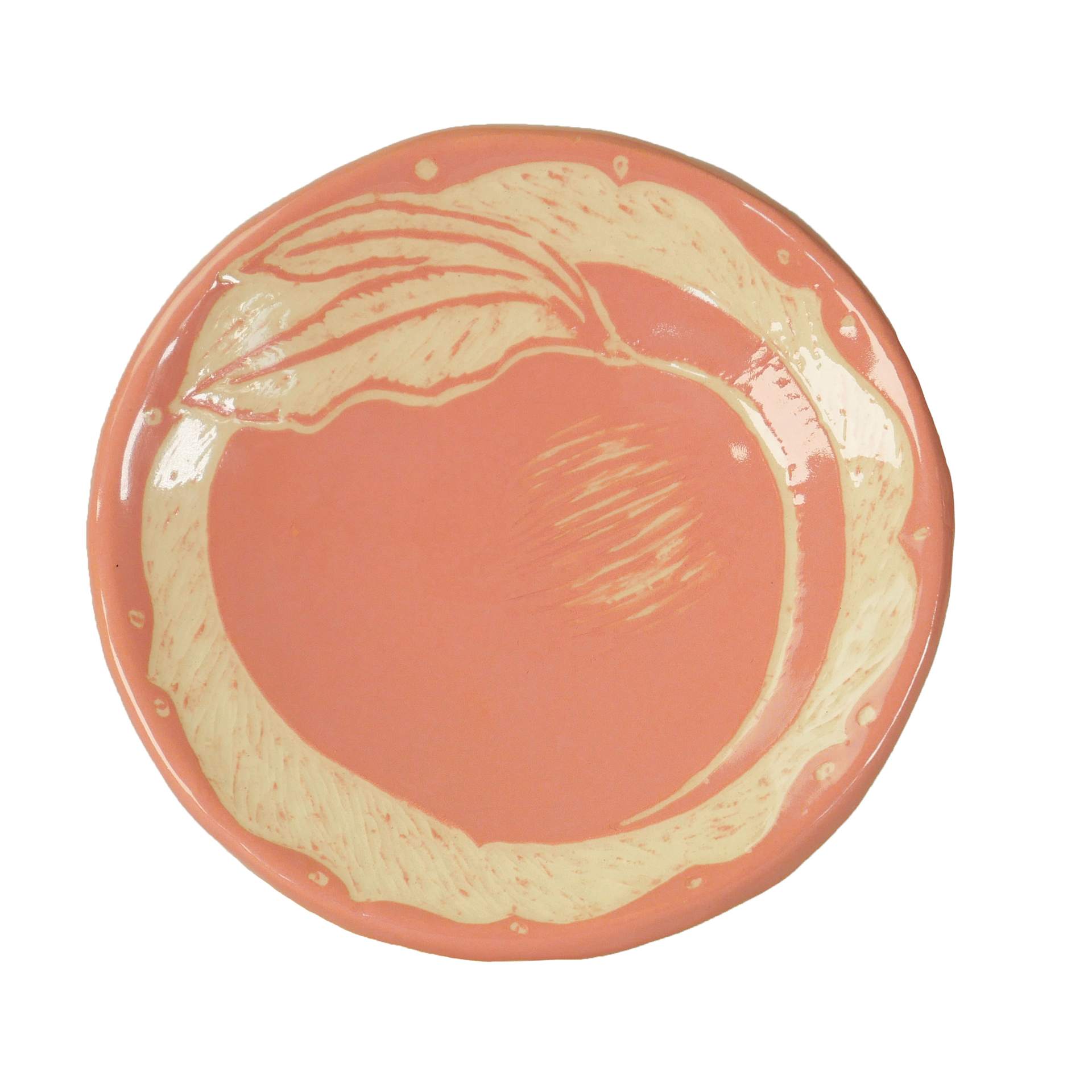 Amaco Lead-Free Velvet Underglaze - Peach applied to clay surface