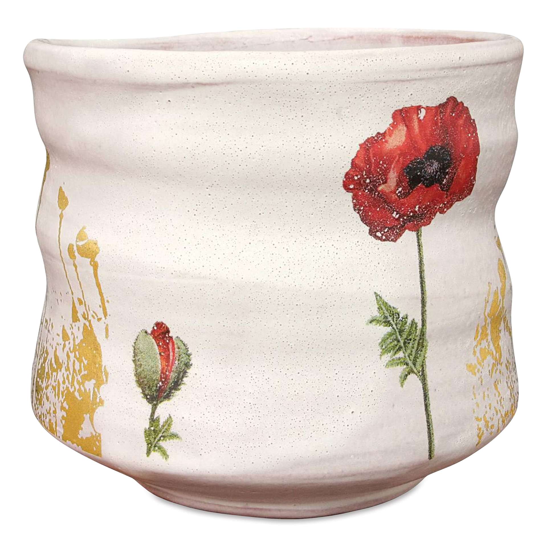 Amaco Low Fire Matte Glaze - Opaque White applied to vessel finished project