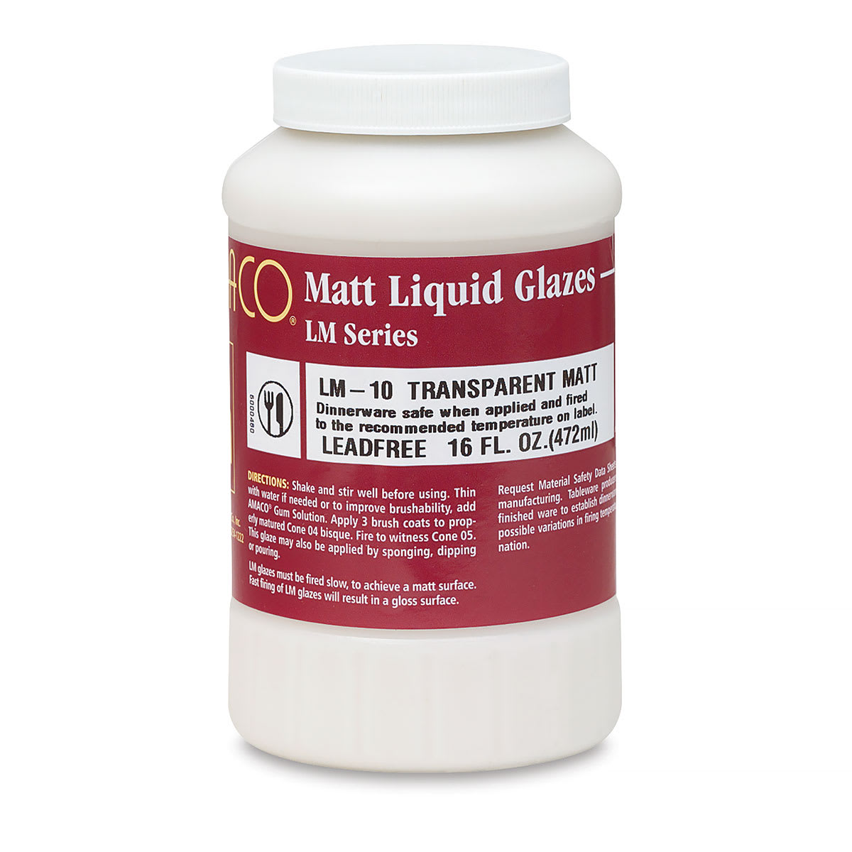 Amaco Low Fire Matt Glaze - Pint, Transparent Matte, Transparent Jar