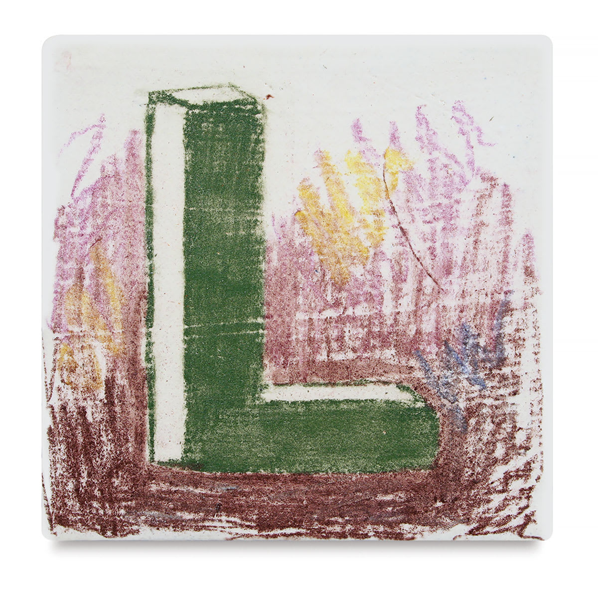 Amaco Underglaze Chalk Crayons color example of the letter L design