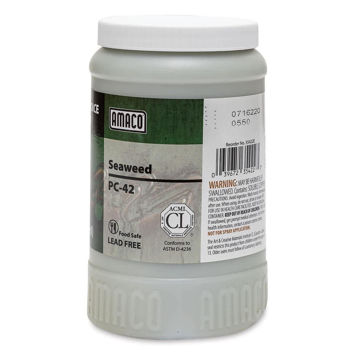 Amaco Potter's Choice Glaze - Pint, Seaweed - back of packaging Amaco Potter's Choice Glaze - Pint, Seaweed - back of packaging