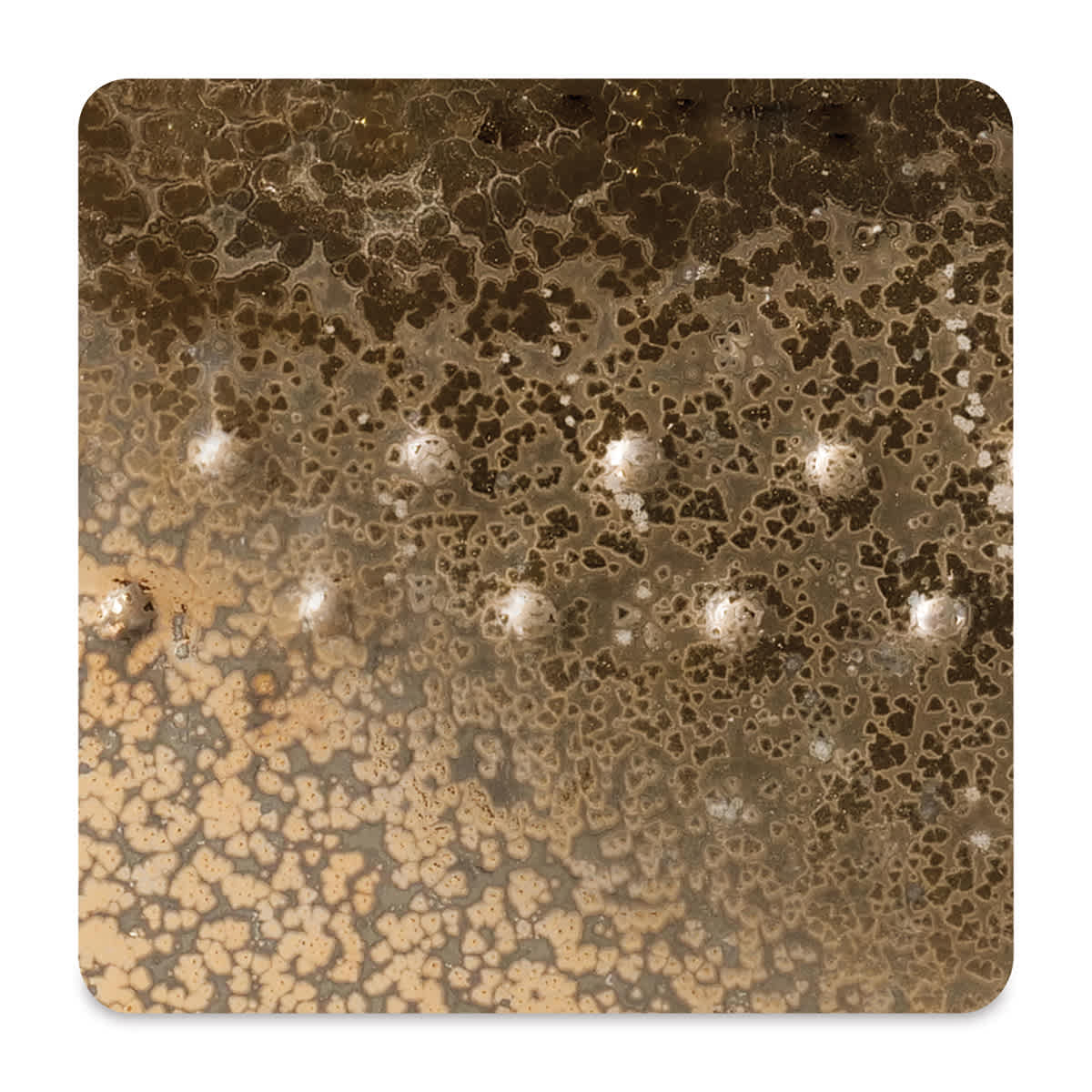 Amaco Potter's Choice Glaze - Vintage Gold. Color sample of light-dark color texturing.