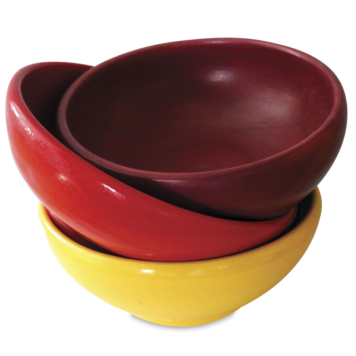 Speedball Earthenware Glazes - 3 glazed Earthenware bowls, stacked