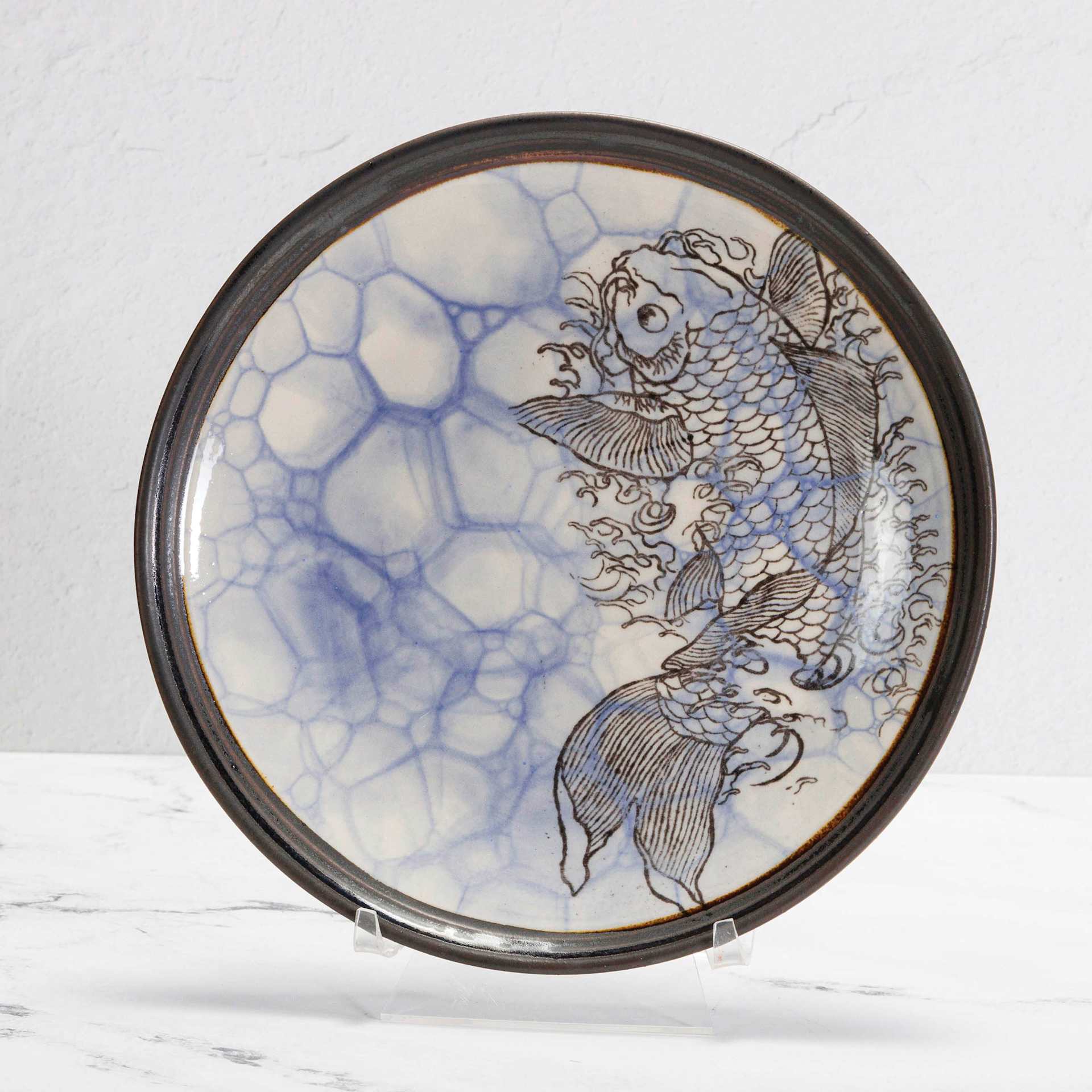 Mayco Washes - finished fish art plate example