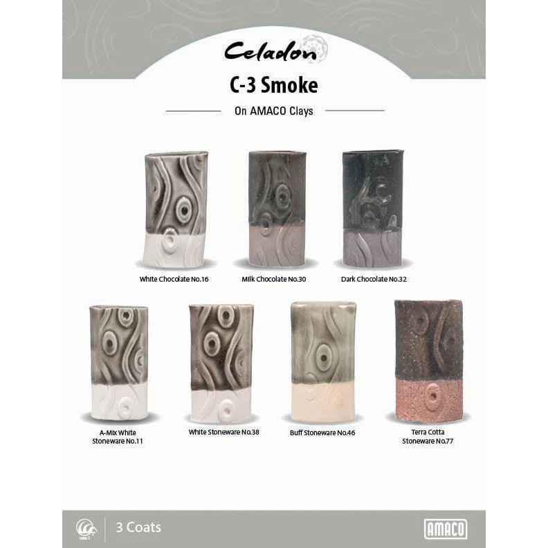 Amaco Celadon Glazes - Smoke clay comparison
