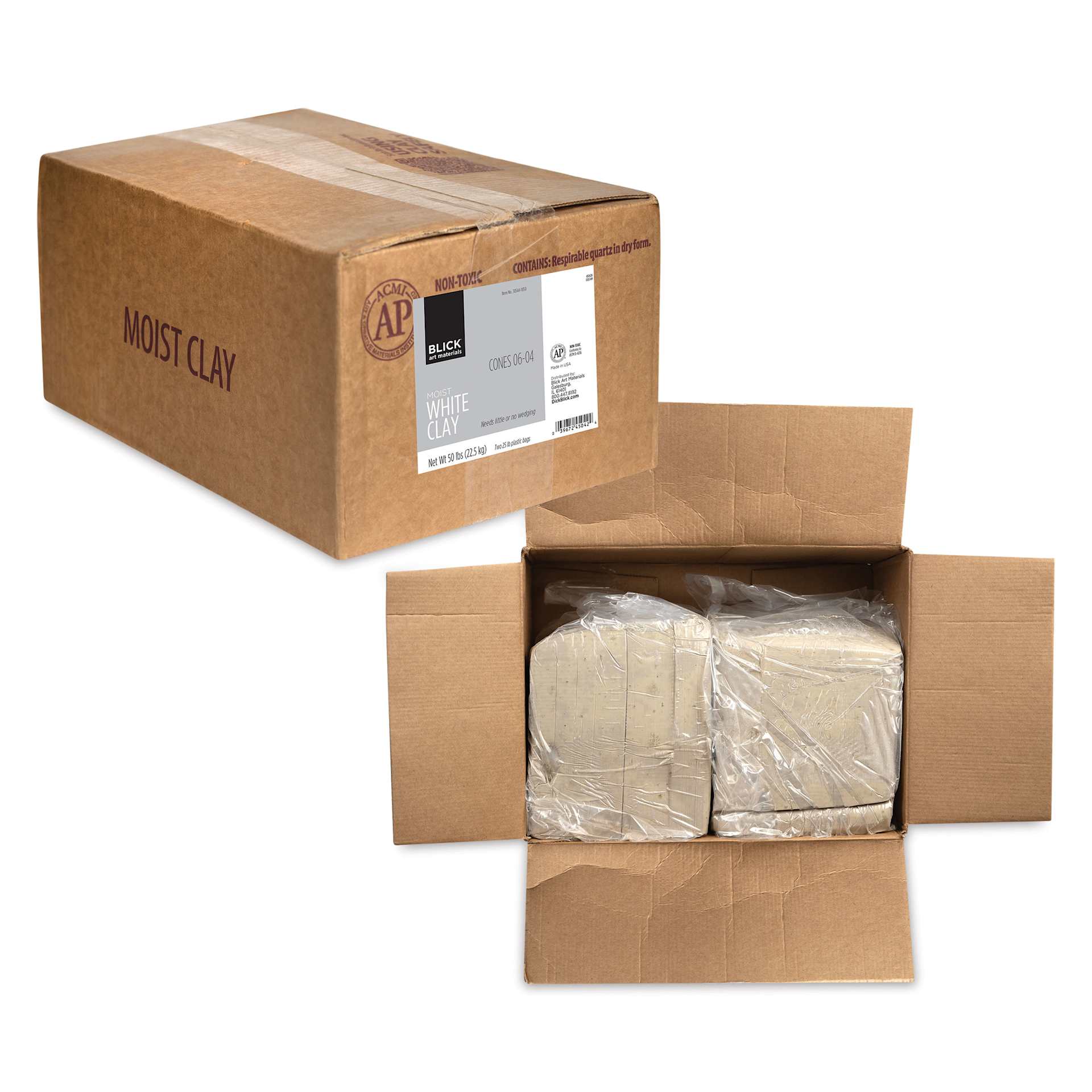 Blick Talc-Free White Clay - 50 lb, in packaging