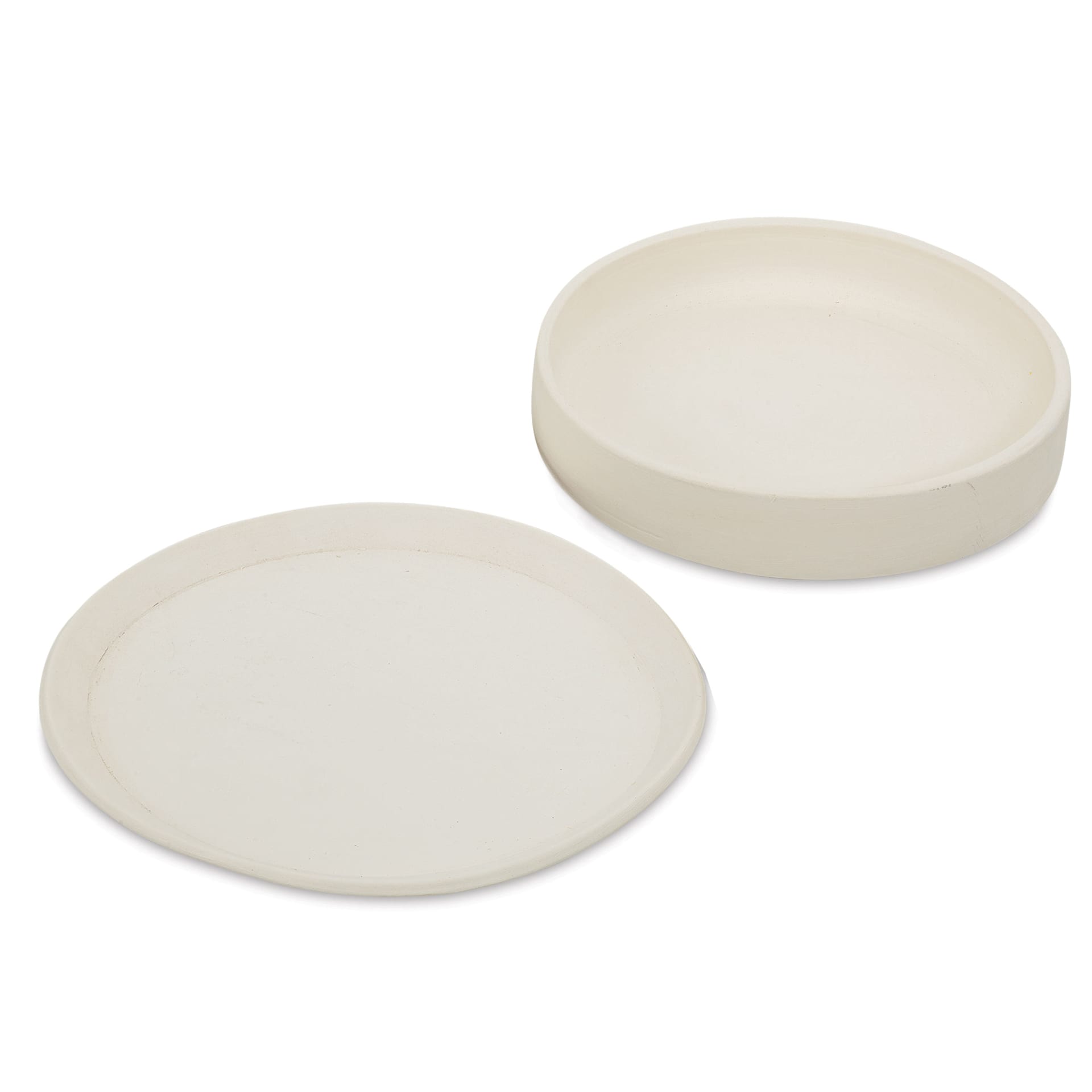 Blick Talc-Free White Clay - 50 lb, bisque plate and bowl