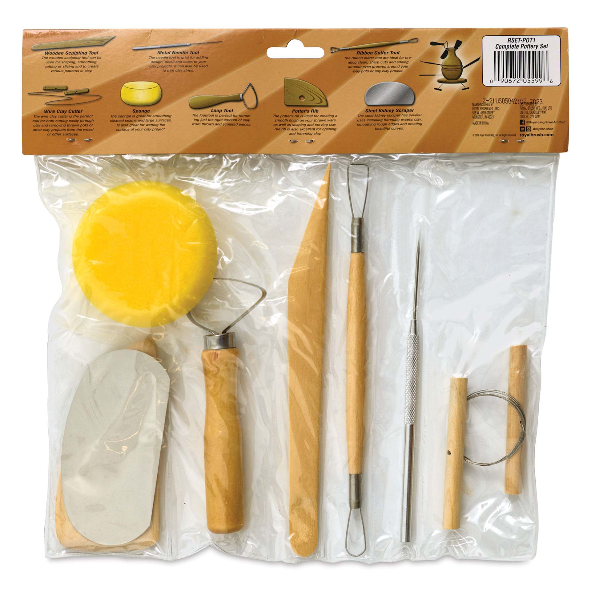 Potter's Select Complete Pottery Tools - Set of 8 - back of packaging