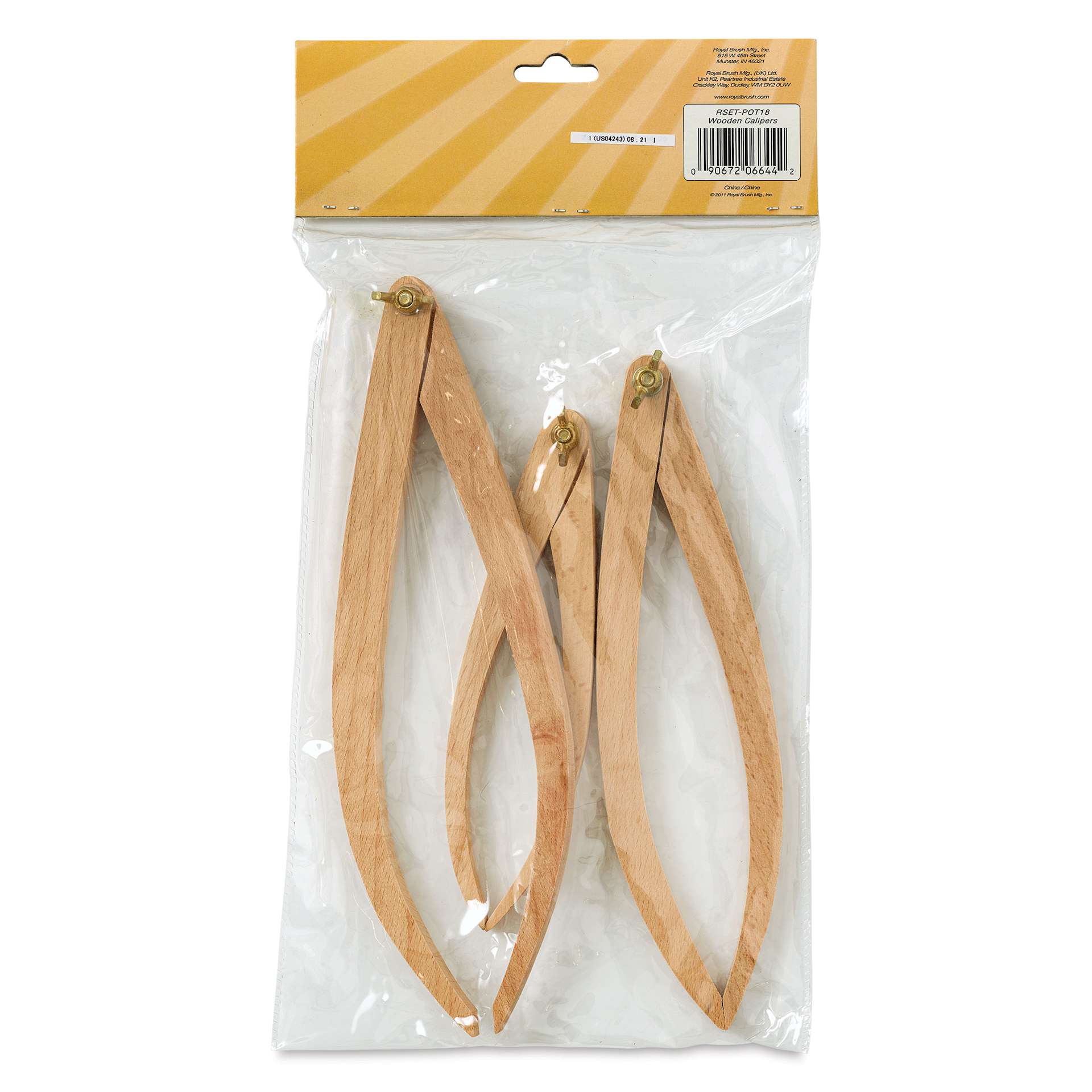 Potter's Select Wooden Calipers - Set of 3 - back of packaging