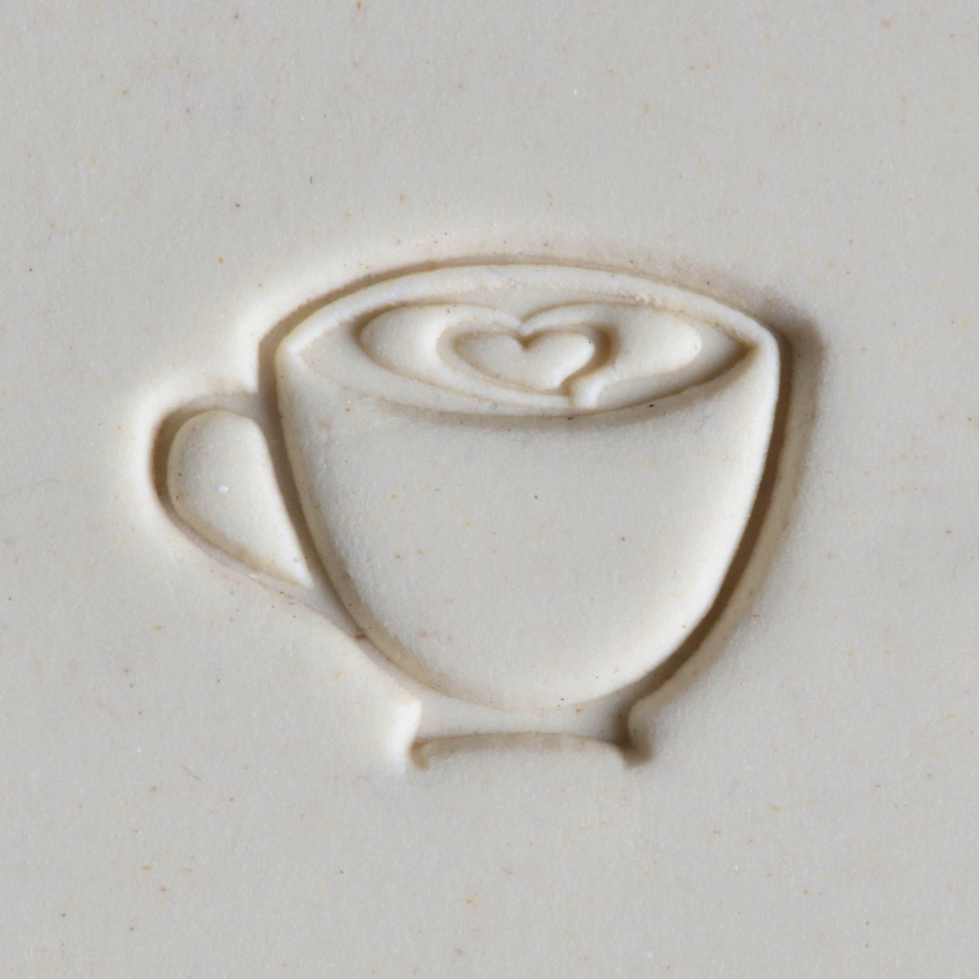 MKM Pottery Tools Round Stamp - SCM-124, Latte Love, Medium - stamped clay