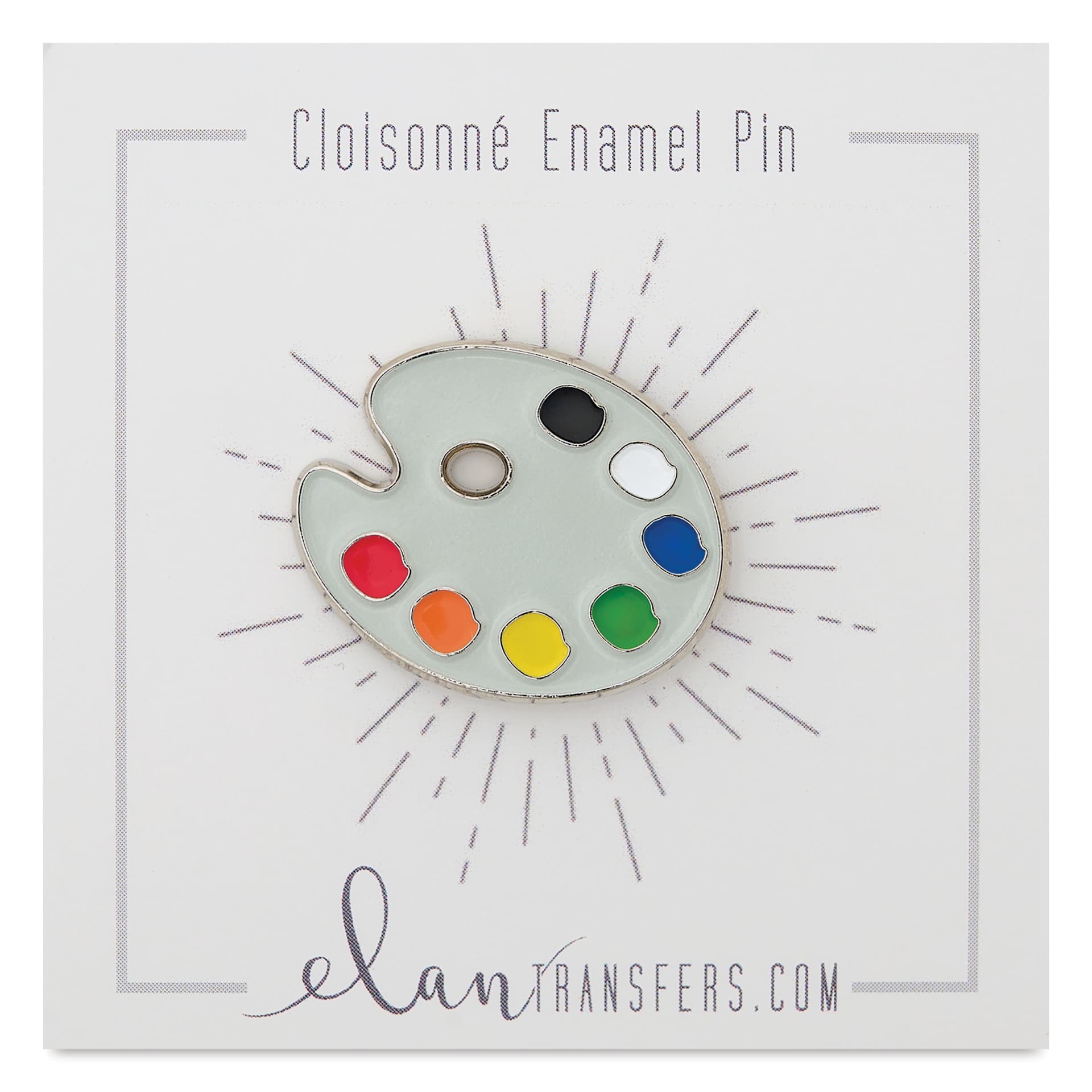 Elan Transfers Enamel Pin - Color Palette pinned to front of packaging