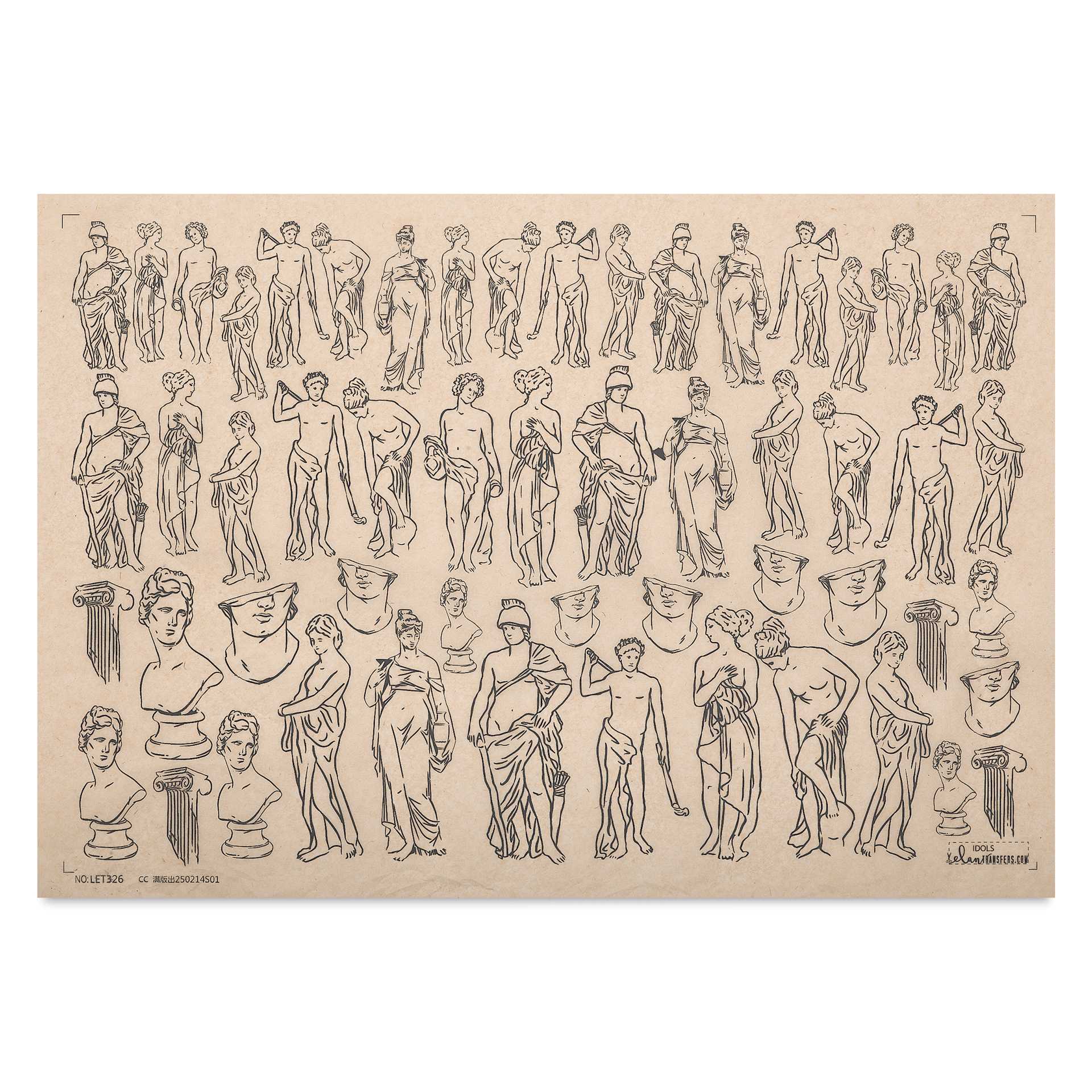 Elan Transfers Underglaze Transfer Sheet - Idols, Assorted Colors