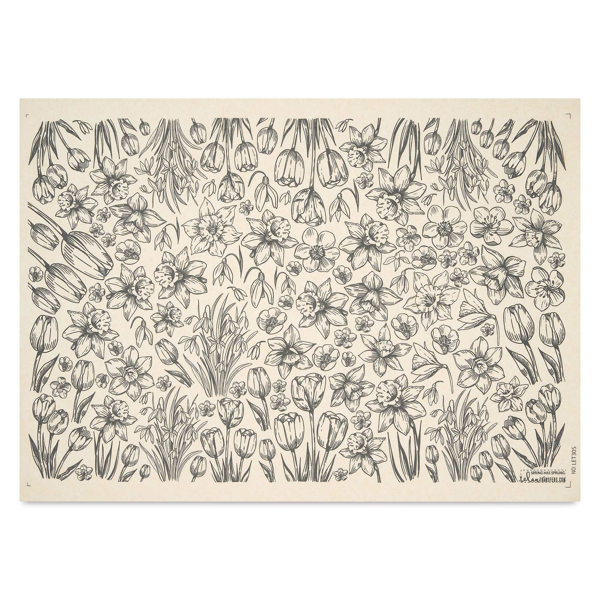Elan Transfers Underglaze Transfer Sheet - Spring Has Sprung, Black