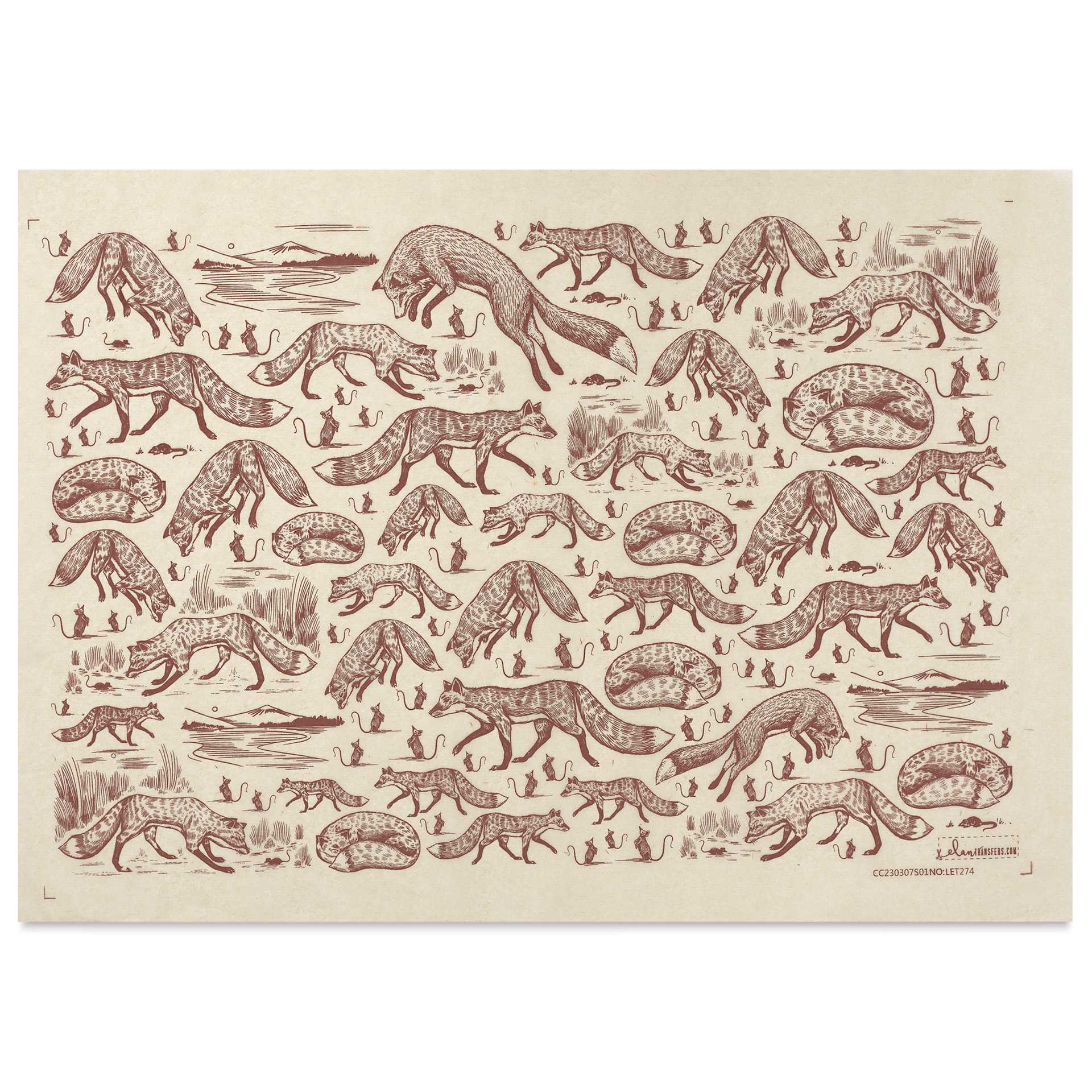 Elan Transfers Underglaze Transfer Sheet - Foxy Loxy, Brown