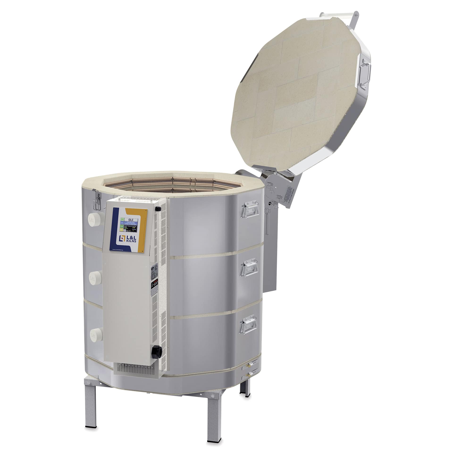 L&L eQuad Pro Production Kiln - eQ2327-3, Cone 10, 208V-1P, 56.0A, 22.3" Dia. x 27" D
