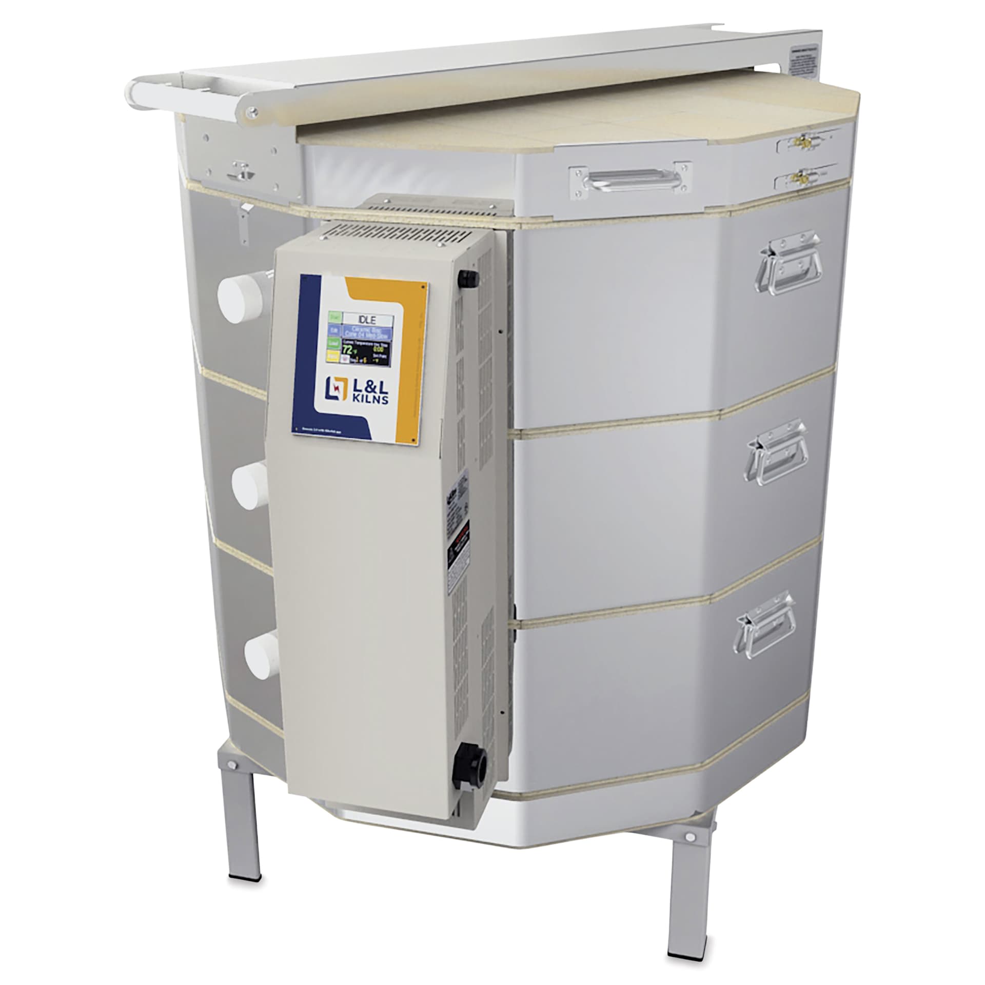 L&L eQuad Pro Production Kiln - eQ2827-3, Cone 10, 240V-1P, 62.3A, 28" Dia. x 27" D - closed