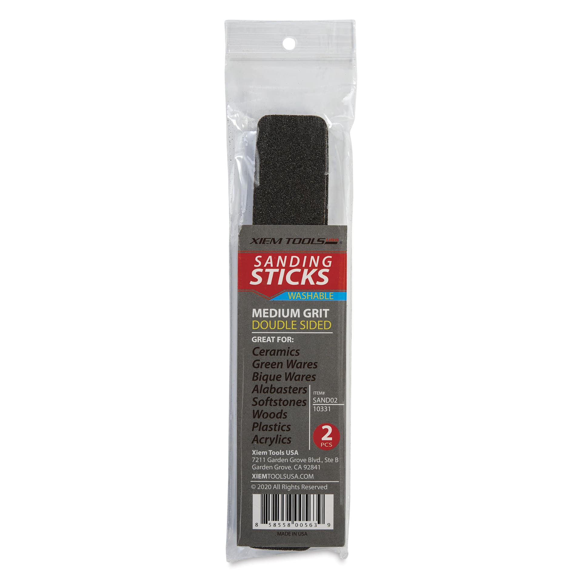 Xiem Tools Sanding Stick for Color Clays - Medium Grit, Pkg of 2 - front of packaging