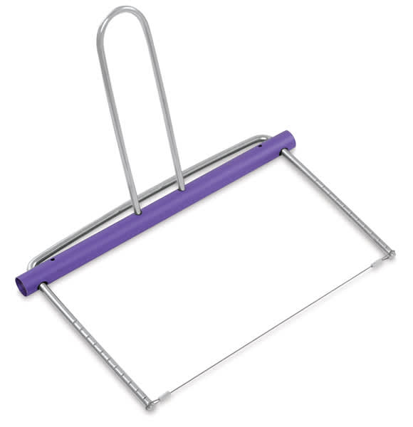 Amaco Adjustable Clay Slicer - Angled view with guide bar adjusted to widest point