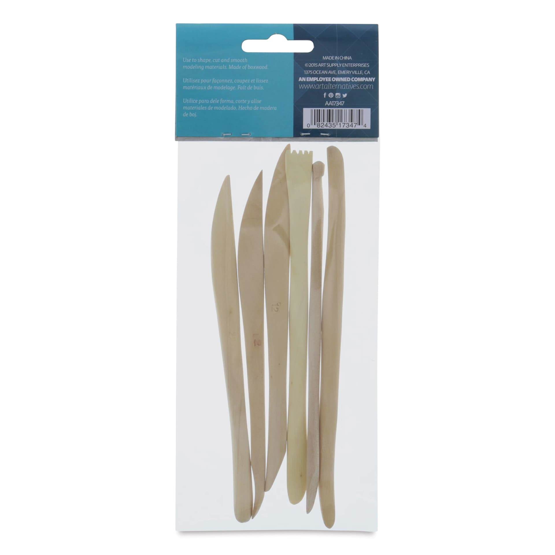 Art Alternatives Wood Modeling Tools - Set of 6, Mini - back of packaging