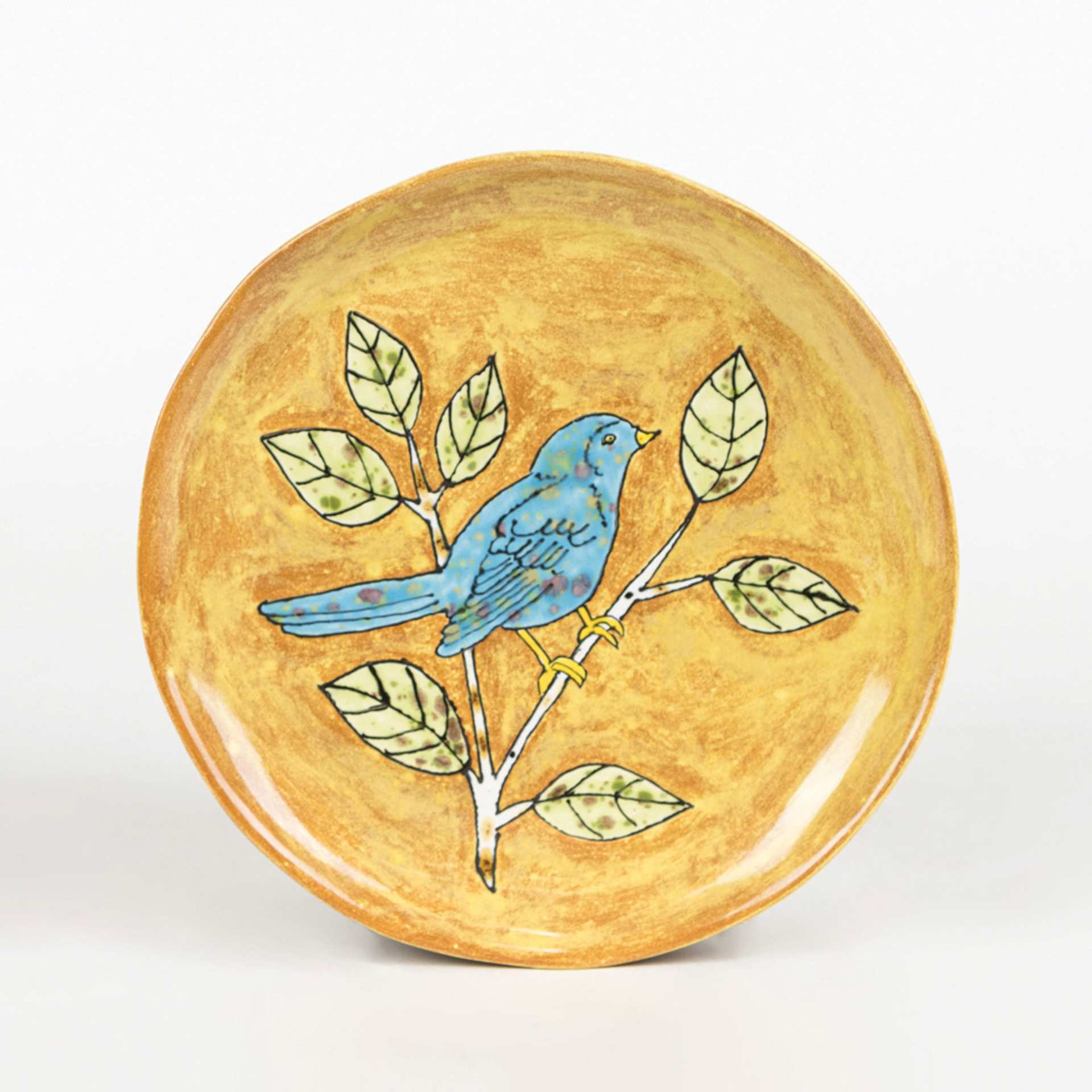 Mayco Earthenware Bisque Plates - Casualware Salad Plate, 8" finished product with bird design