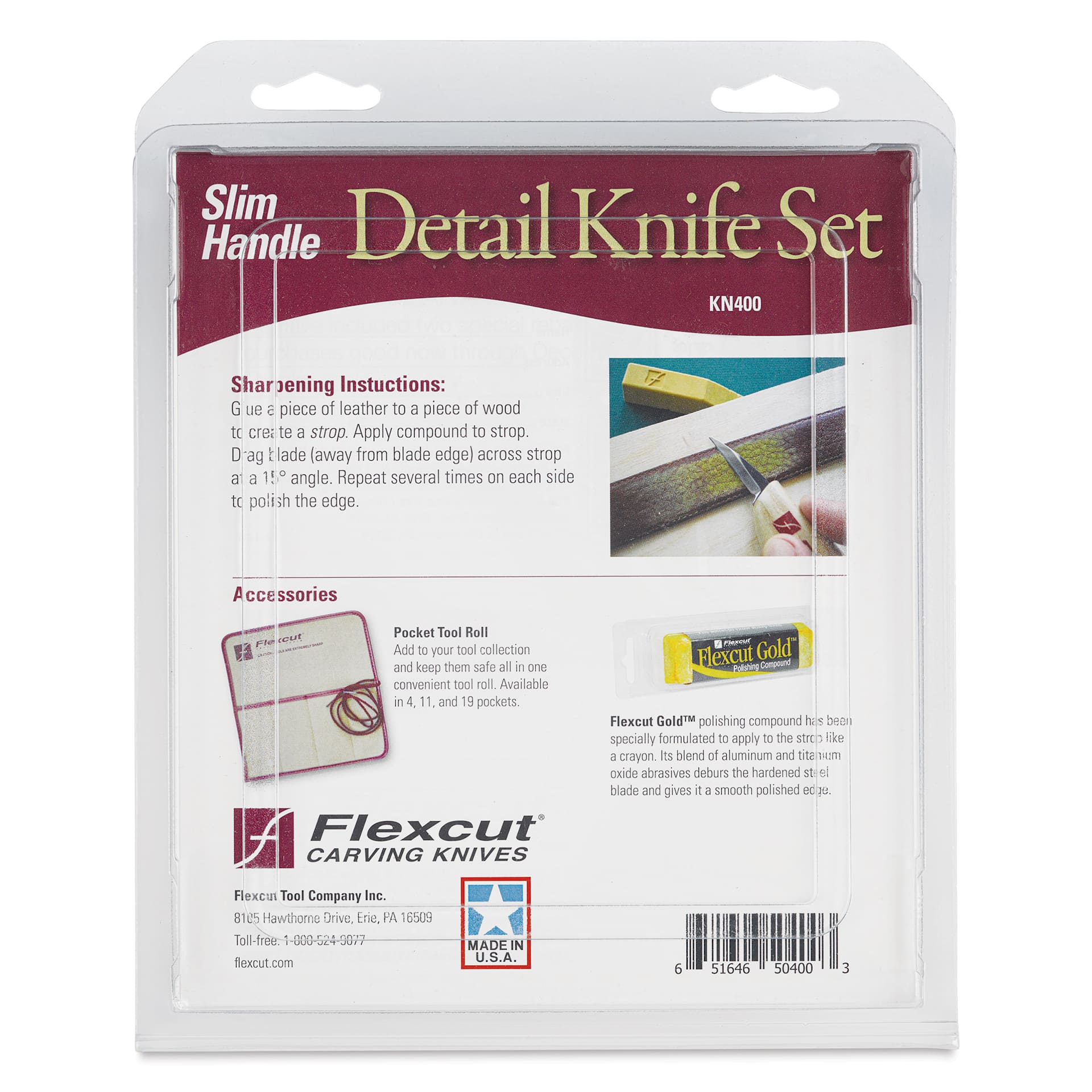 Flexcut Detail Knives - Set of 3 - back of packaging
