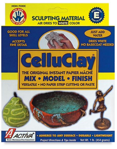 Activa Celluclay Instant Papier Mache - Front of 1 lb Original Gray package Activa Celluclay Instant Papier Mache - Front of 1 lb Original Gray package