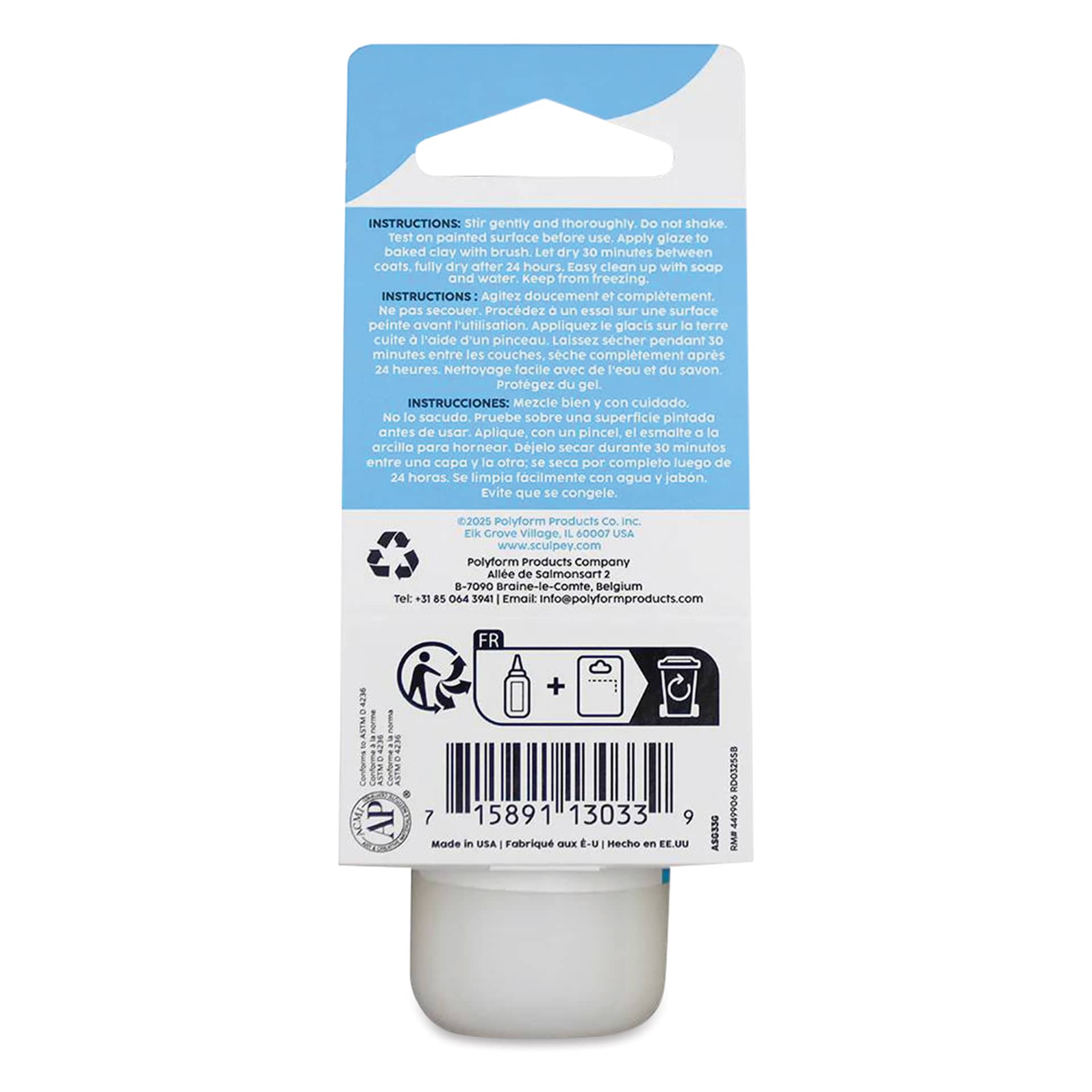 Sculpey Glaze - 1 oz, Gloss back of packaging
