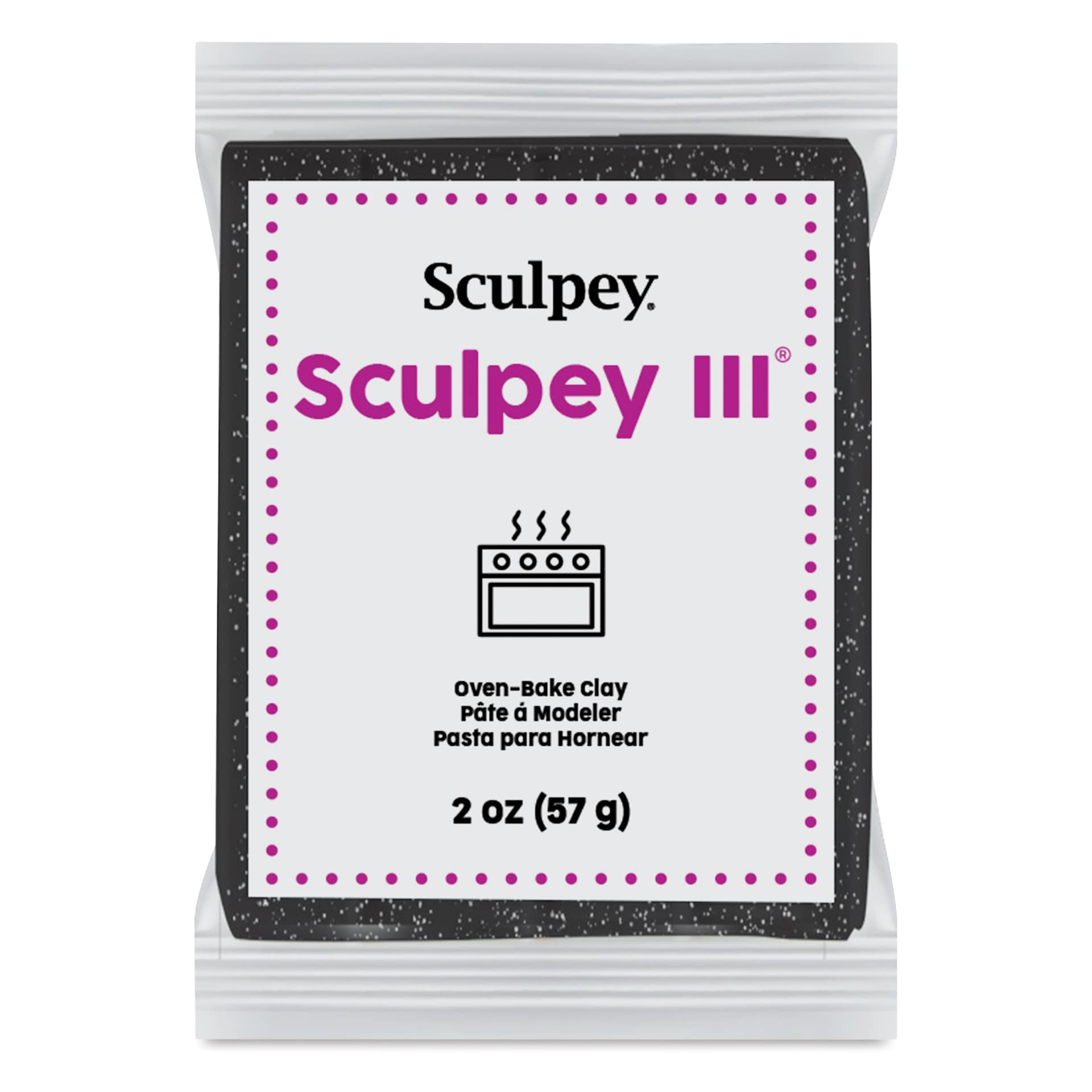 Sculpey III - Black Glitter, 2 oz