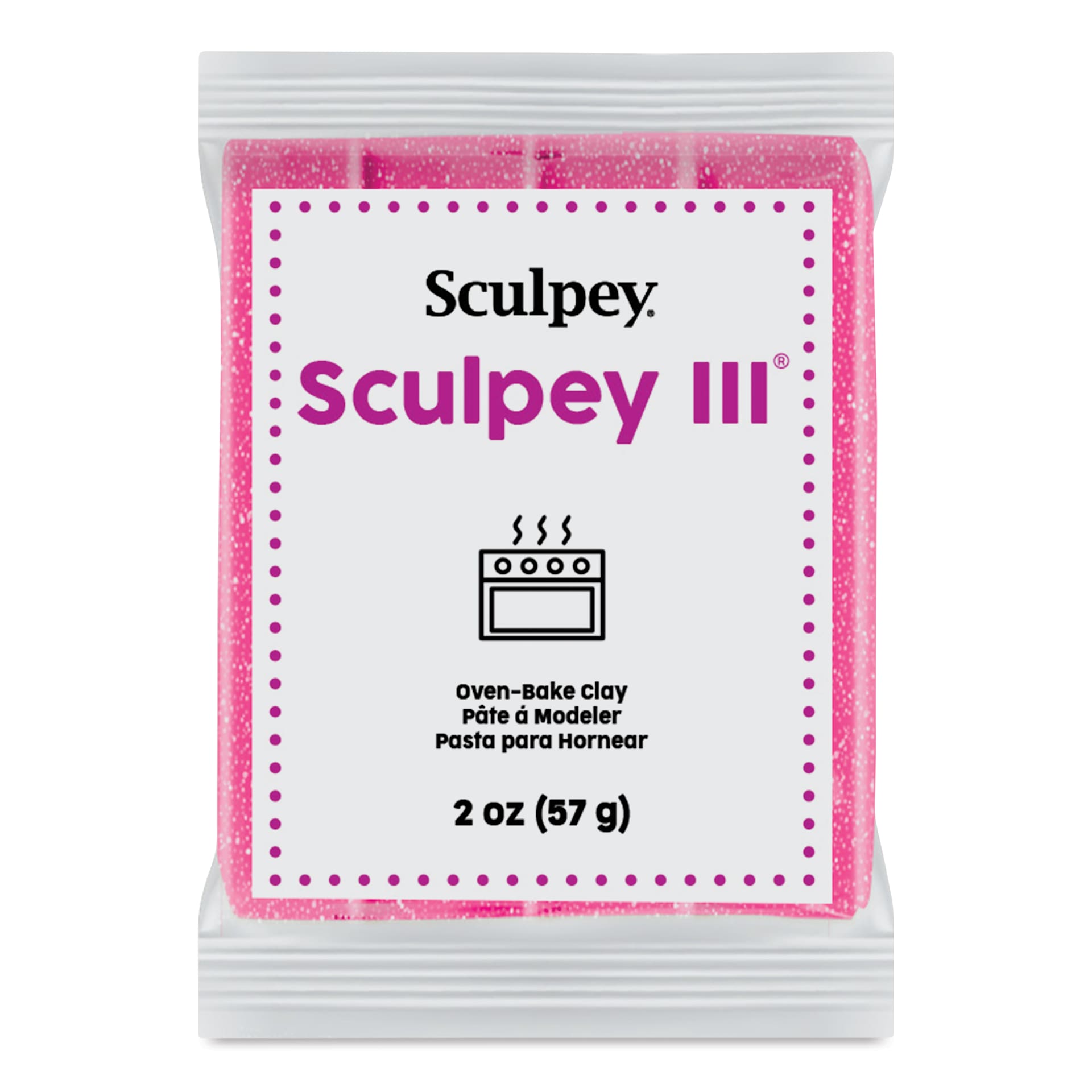 Sculpey III - Pink Glitter, 2 oz