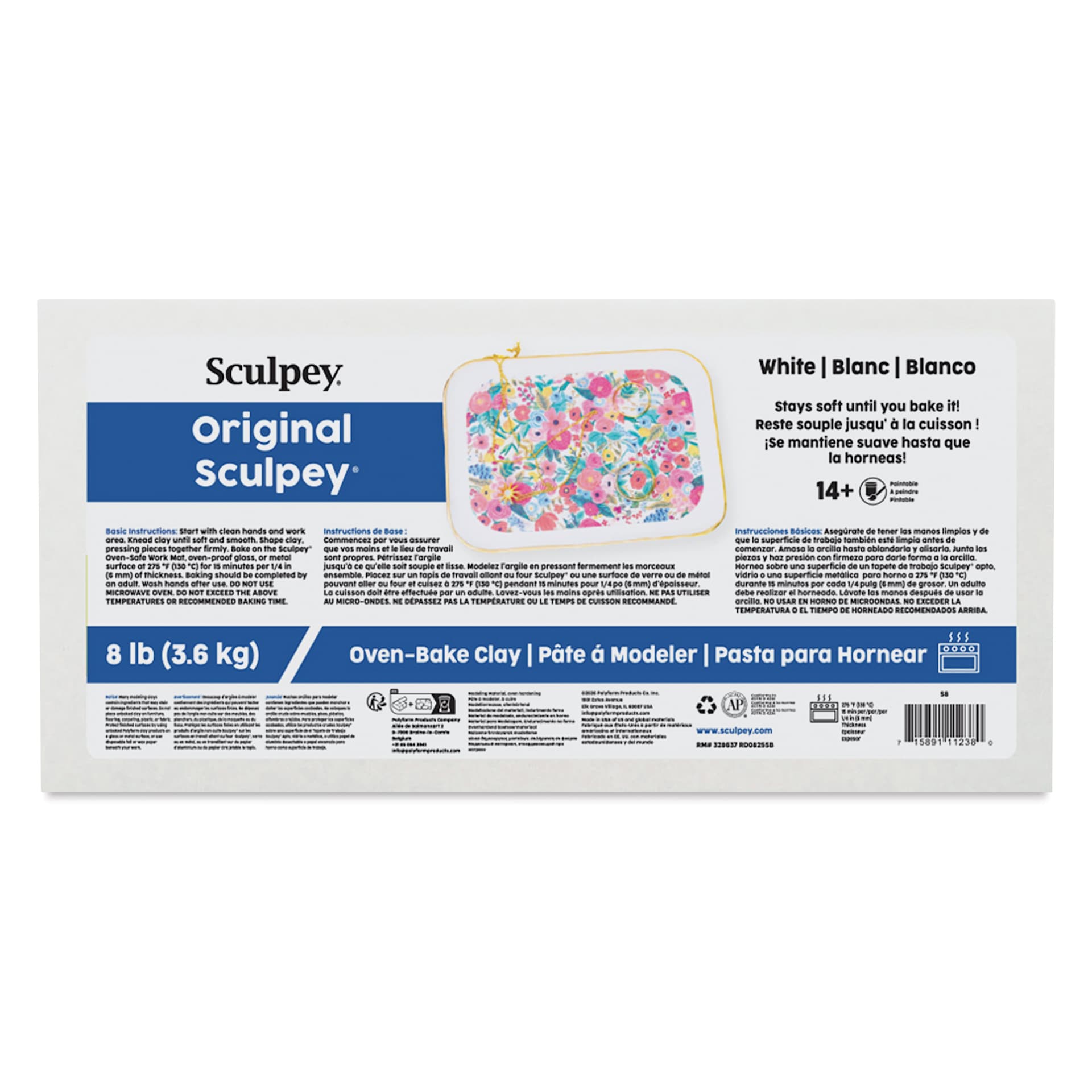 Original Sculpey - Package, 8 lb, White front of packaging