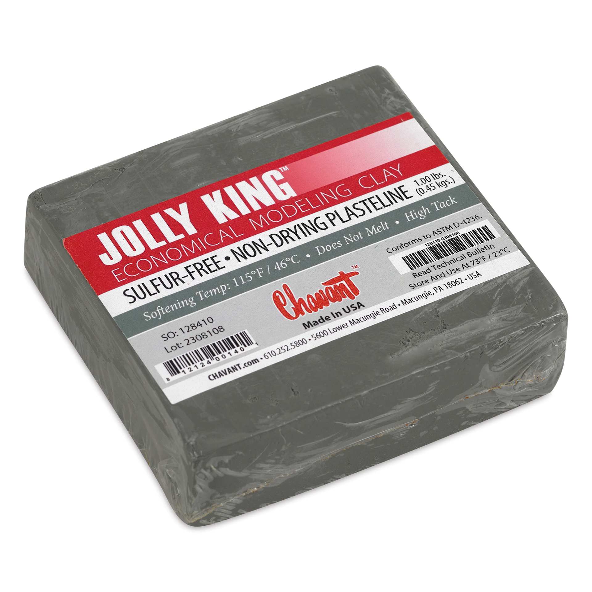 Chavant Jolly King Plasteline - 1 lb - top view, angled