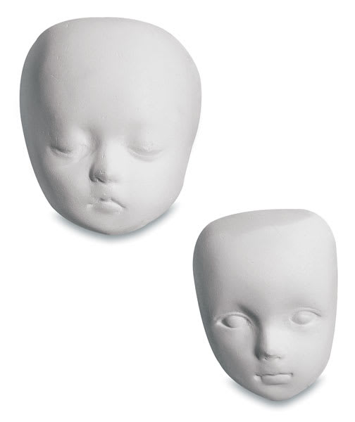 La Doll Premier Air-Dry Clay - 2 sculpted baby faces, unpainted La Doll Premier Air-Dry Clay - 2 sculpted baby faces, unpainted