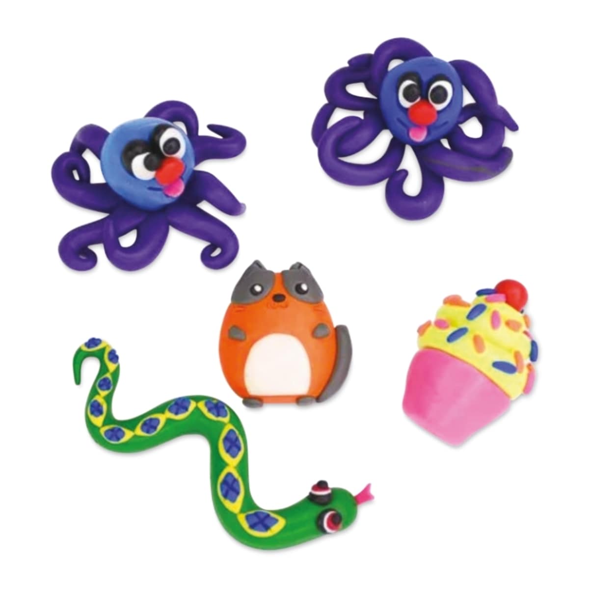 Sculpey Non-Dry Modeling Clay - Pkg of 52, 2.16 lb, Assorted Colors assortment of finished examples