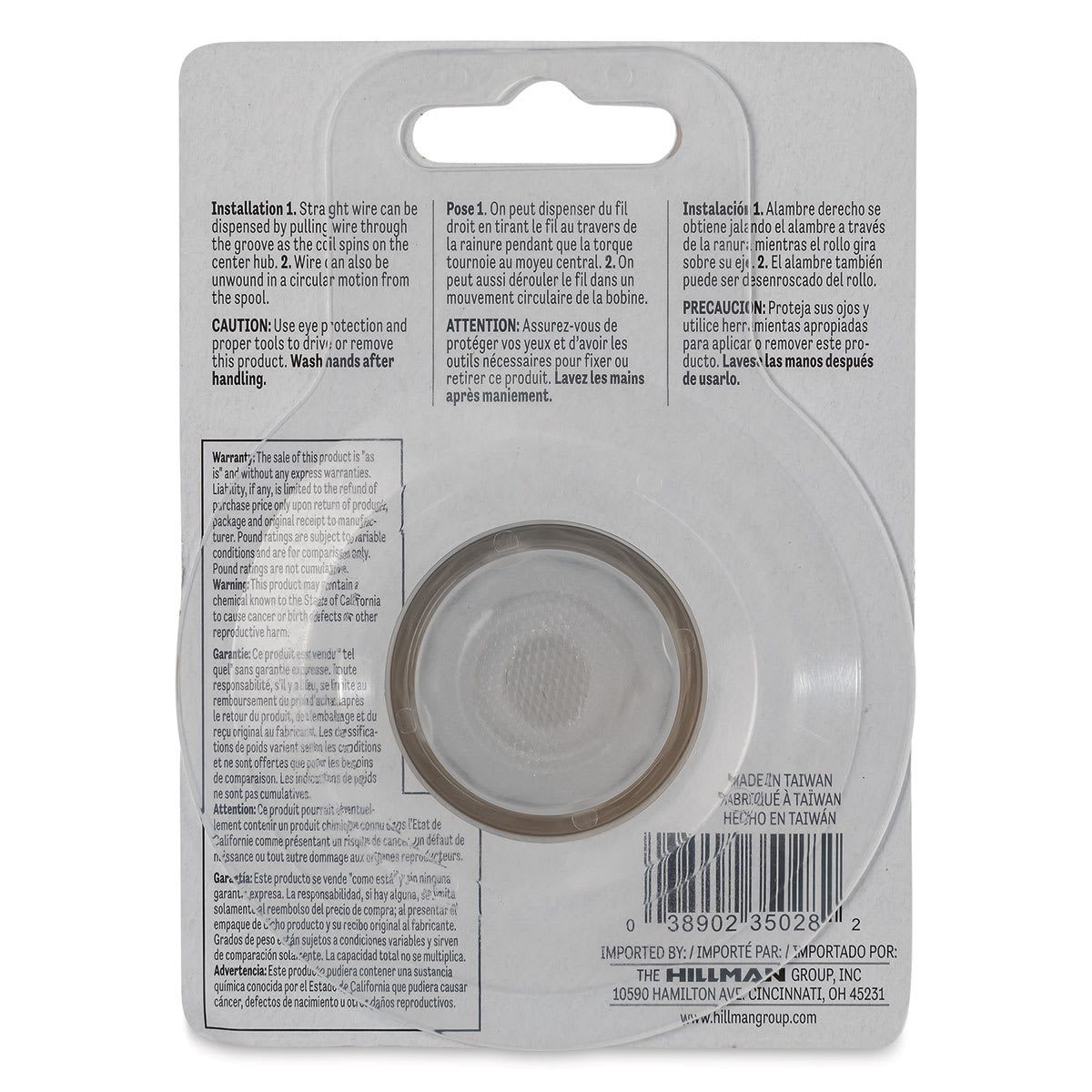 Hillman Galvanized Steel Wire - 28 Gauge, 100 feet - back of packaging