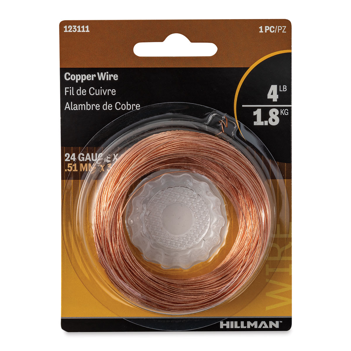 Hillman Copper Hobby Wire - 24 Gauge, 100 ft Coil front of packaging