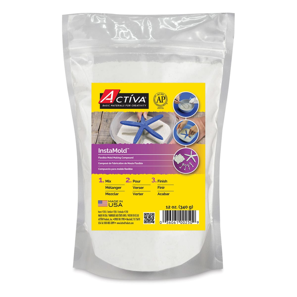 Activa Instamold Moldmaking Compound - Front of 12 oz package shown Activa Instamold Moldmaking Compound - Front of 12 oz package shown