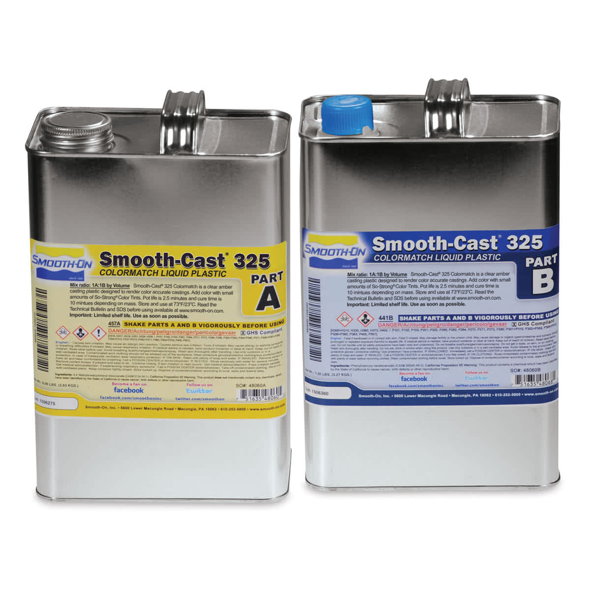 
Smooth-On Smooth-Cast 325 Liquid Plastic - Part A and Part B 1 Gallon cans shown