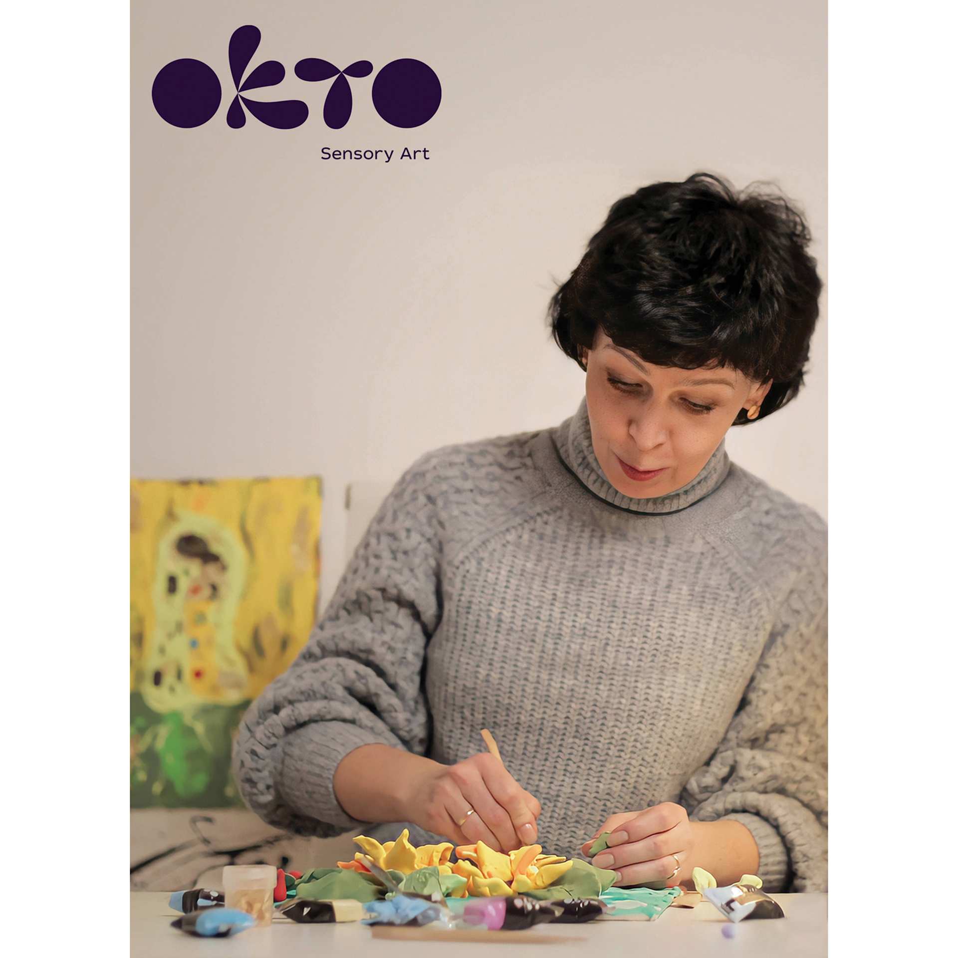 Okto Sensory Art DIY 3D Clay Painting Kit - Sunflowers - in progress