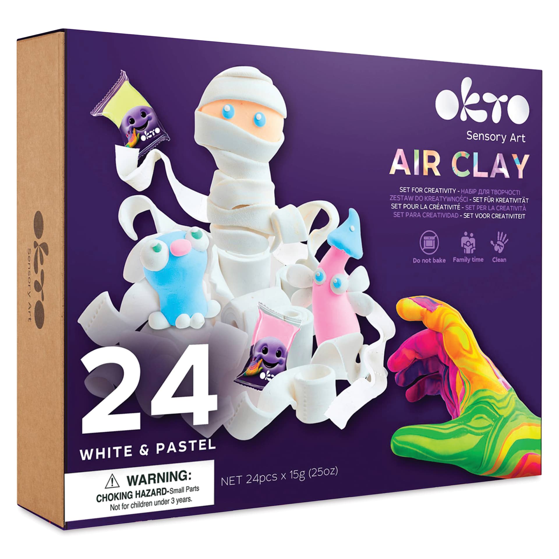 Okto Sensory Art Air Clay Creativity Kit - Pastels, Set of 24 - front of packaging