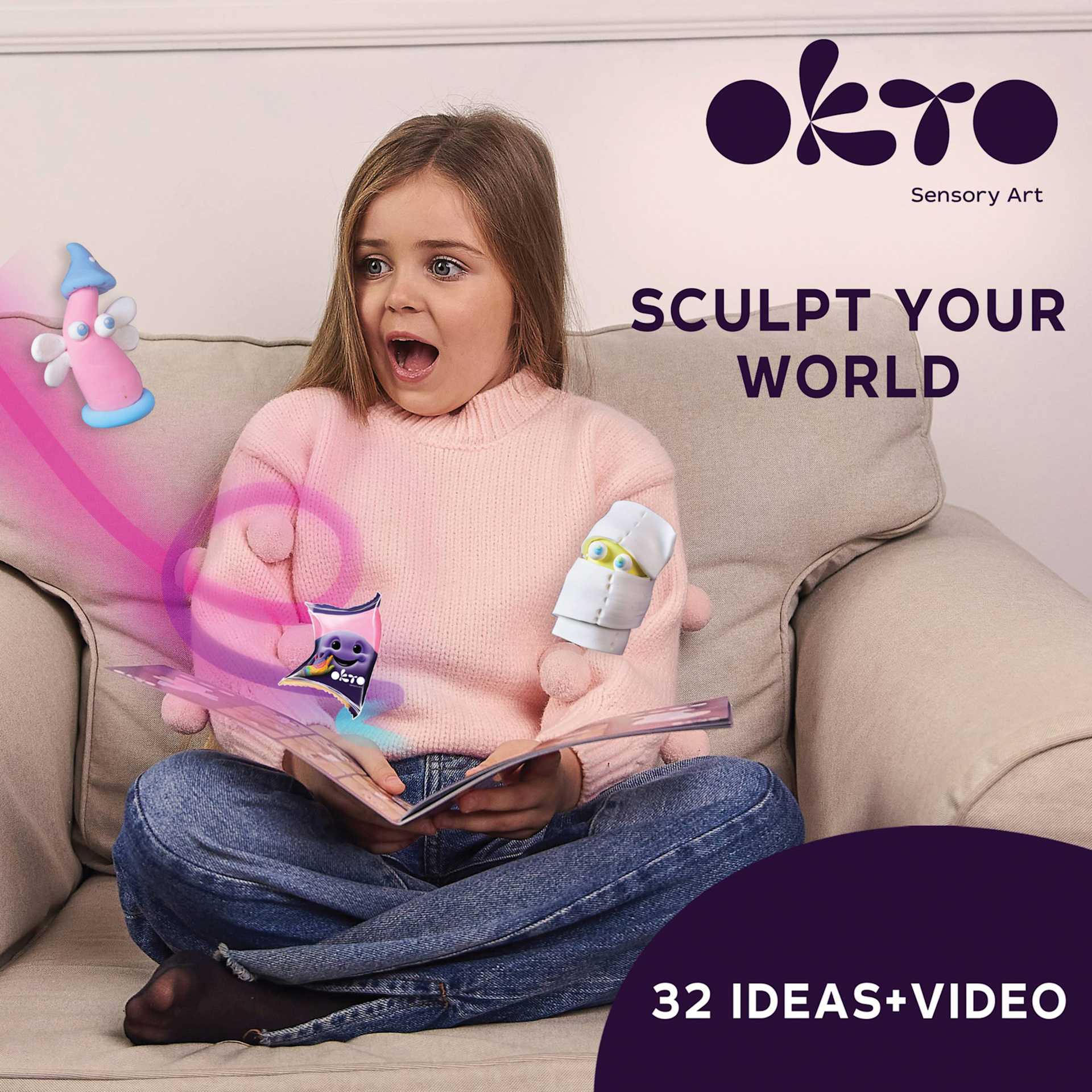 Okto Sensory Art Air Clay Creativity Kit - Pastels, Set of 24 - sculpt your world